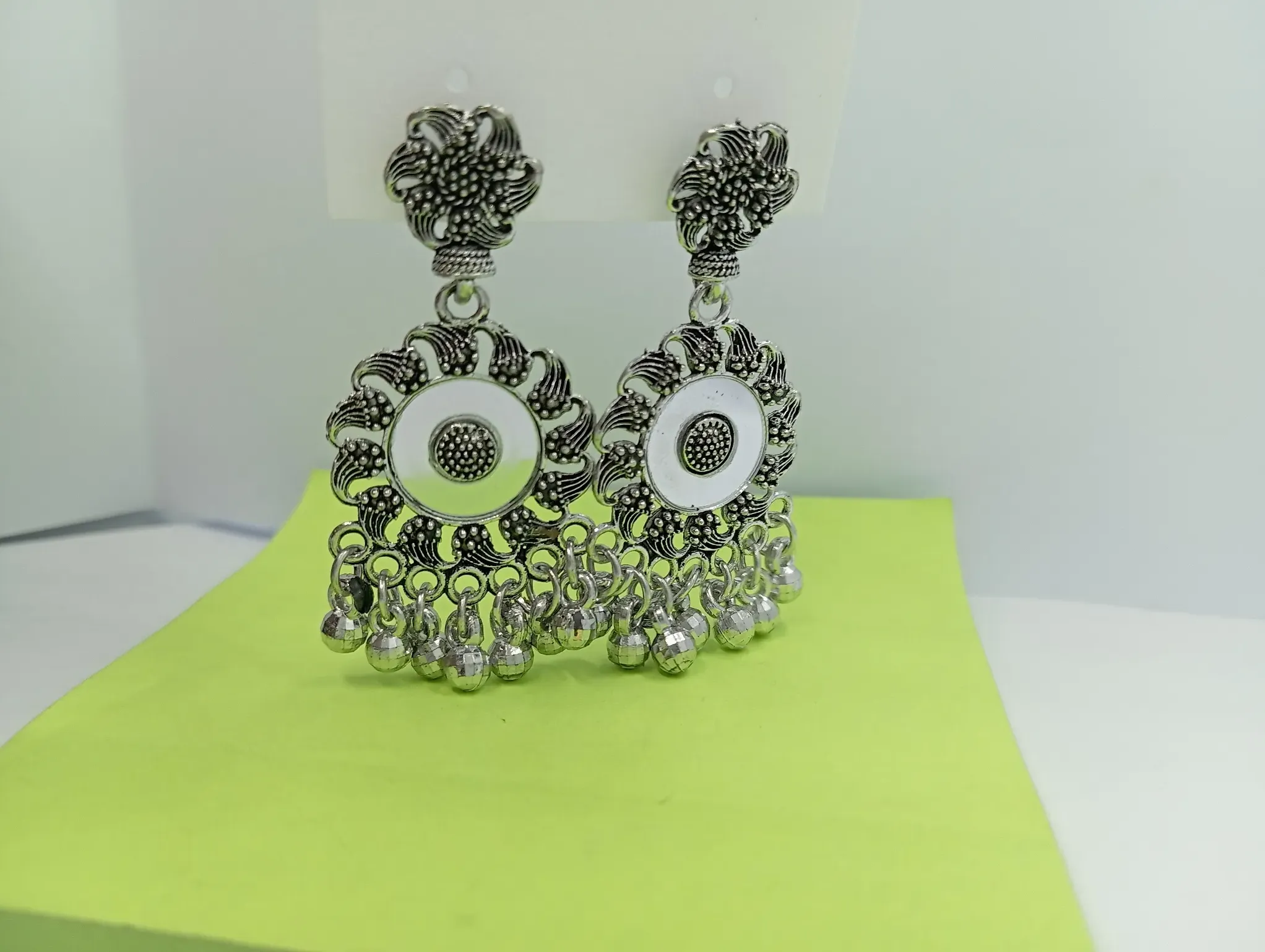 Oxidised Floral Pattern Dangler Earrings for Women