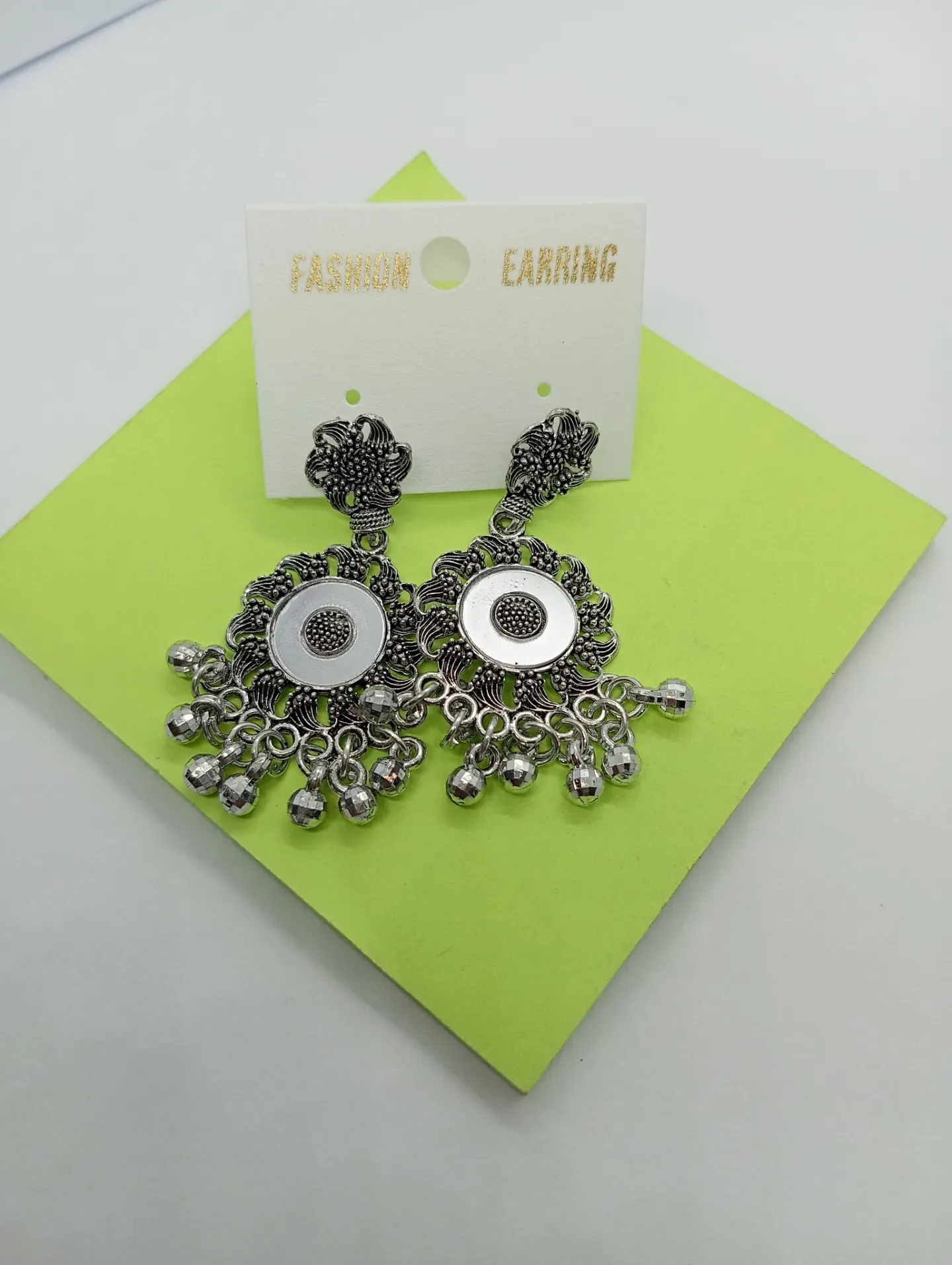 Oxidised Floral Pattern Dangler Earrings for Women