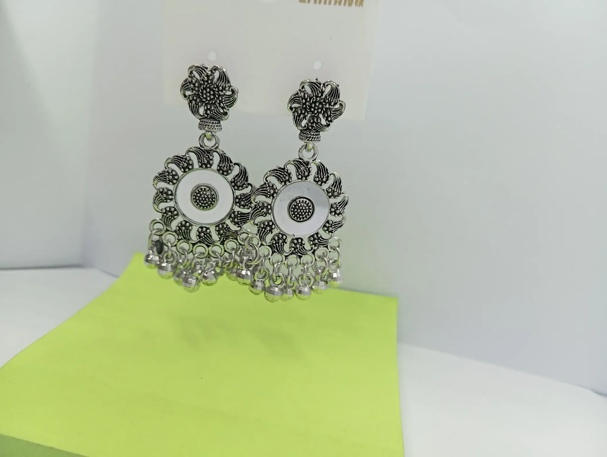 Oxidised Floral Pattern Dangler Earrings for Women