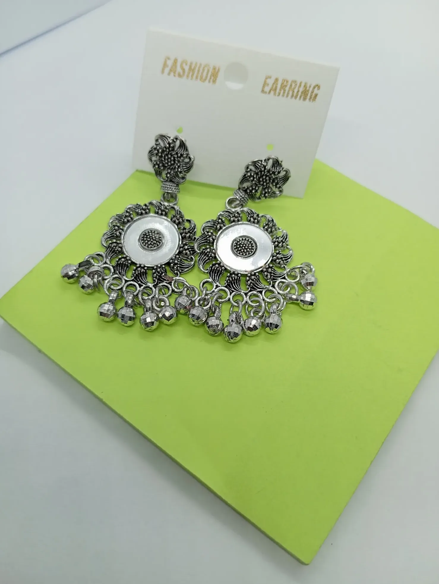 Oxidised Floral Pattern Dangler Earrings for Women