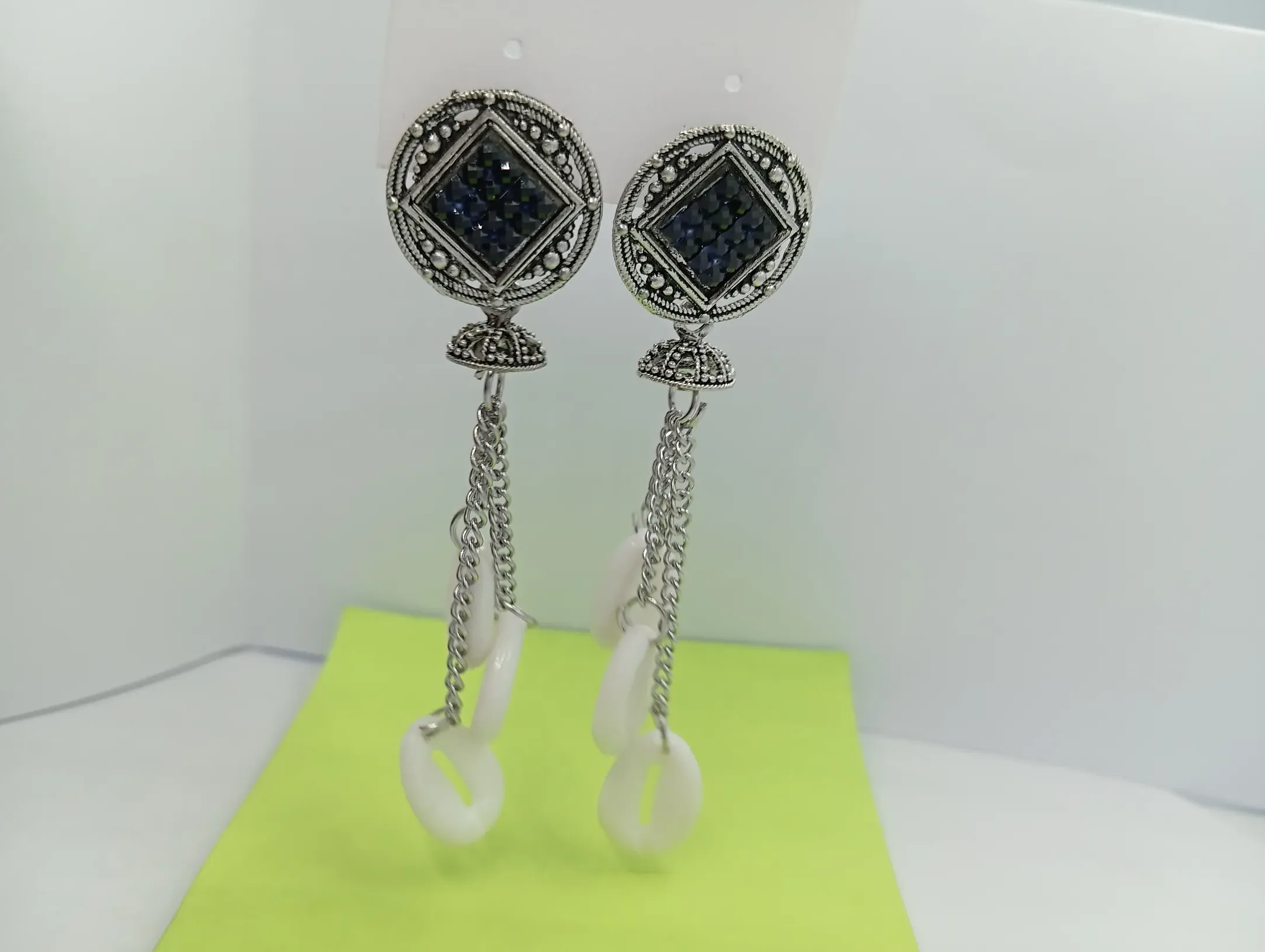 Boho Shell Drop Earrings with Chain Danglers