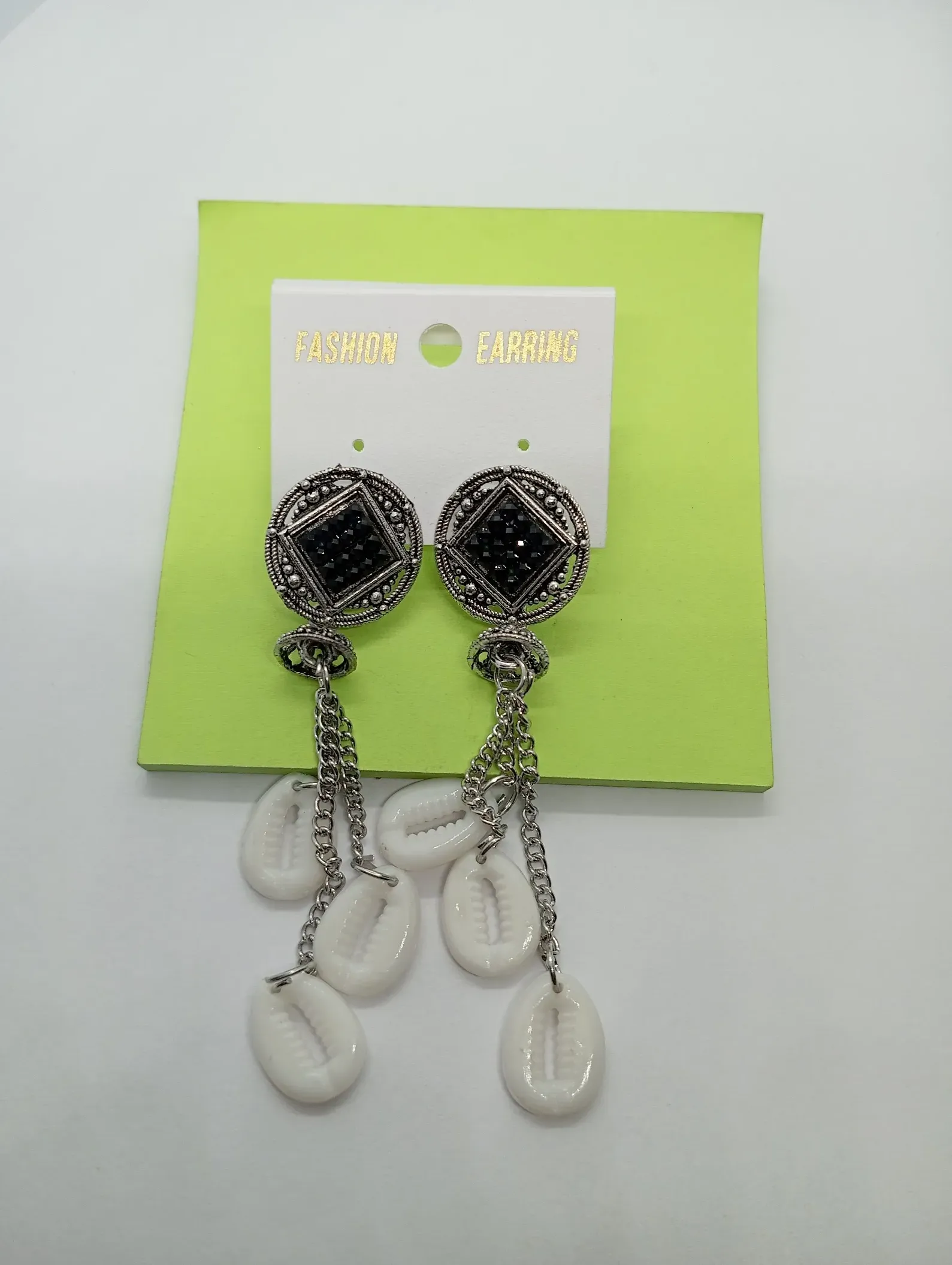 Boho Shell Drop Earrings with Chain Danglers