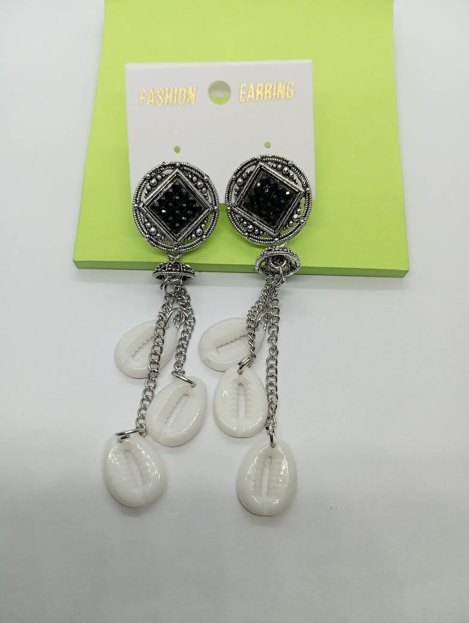 Boho Shell Drop Earrings with Chain Danglers