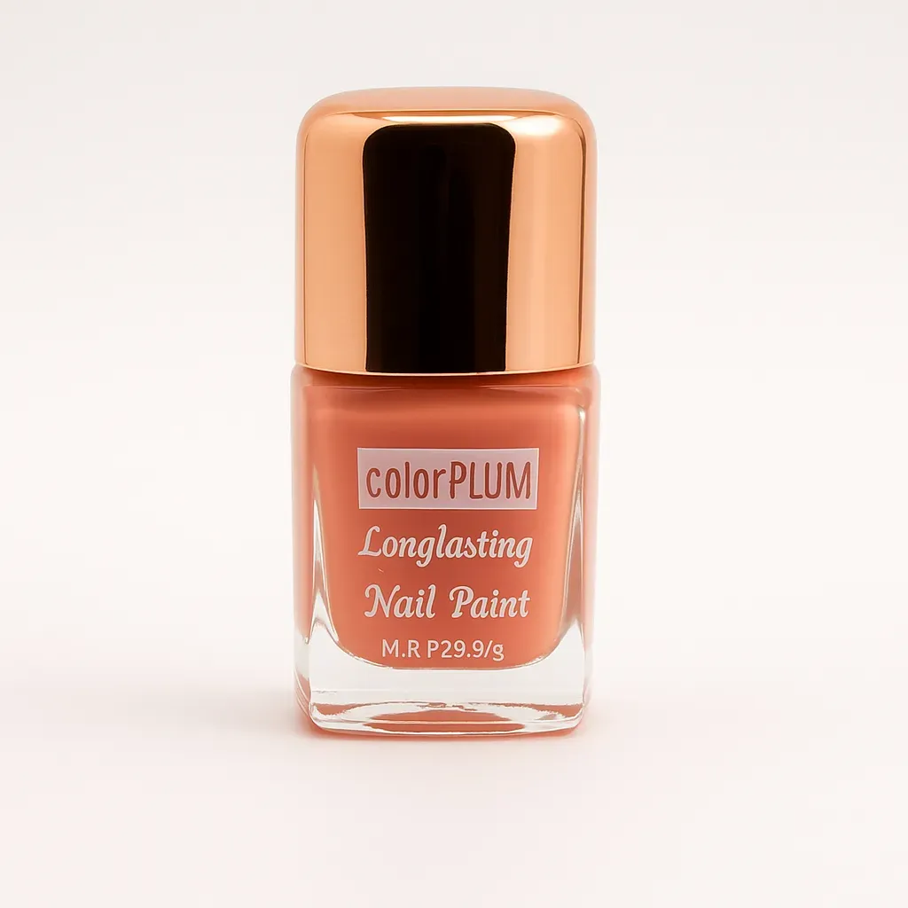 Color Plum Longlasting Nail Paint – Peach Coral Shade with Glossy Finish
