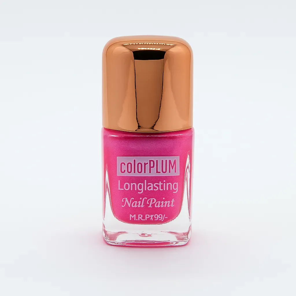 Color Plum Longlasting Nail Paint – Barbie Pink Shimmer with Glossy Finish