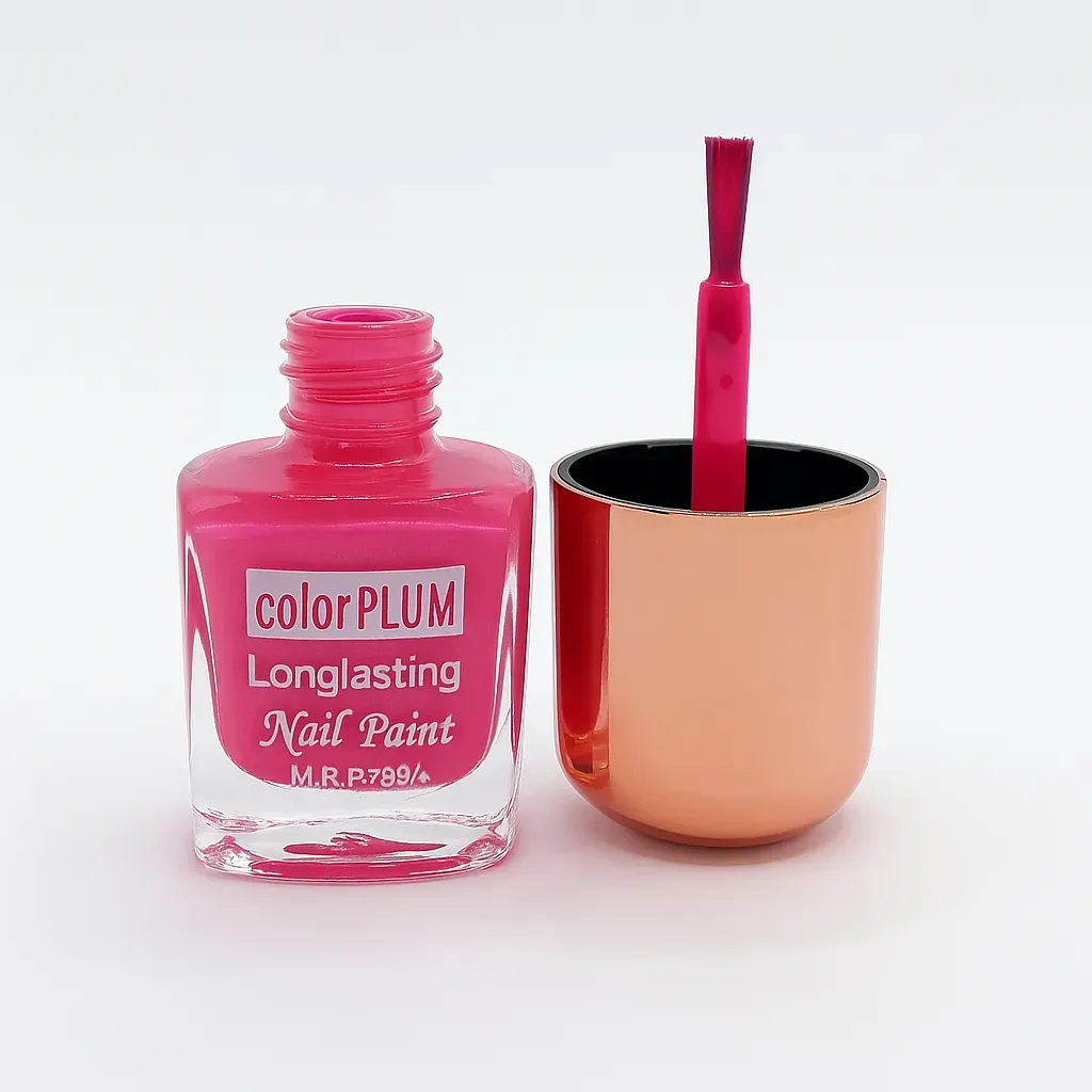 Color Plum Longlasting Nail Paint – Bubblegum Pink with Glossy Finish
