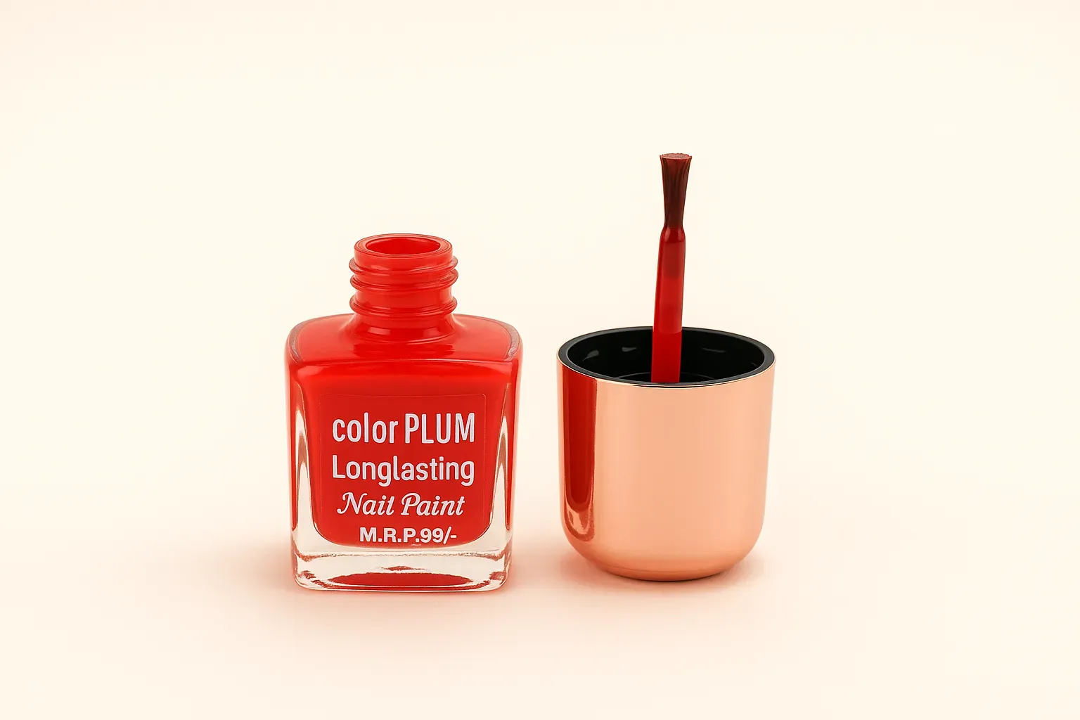 Color Plum Fiery Orange Red Longlasting Nail Paint