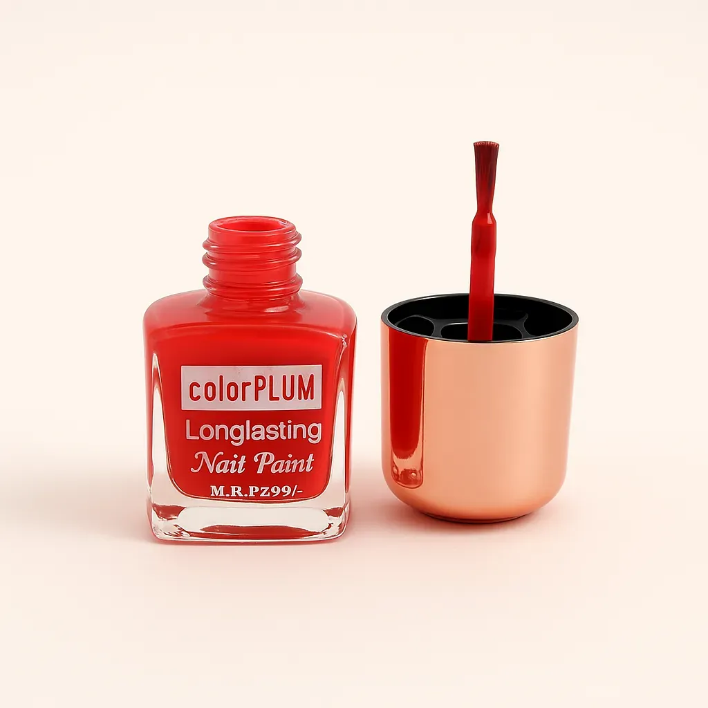 Color Plum Fiery Orange Red Longlasting Nail Pain