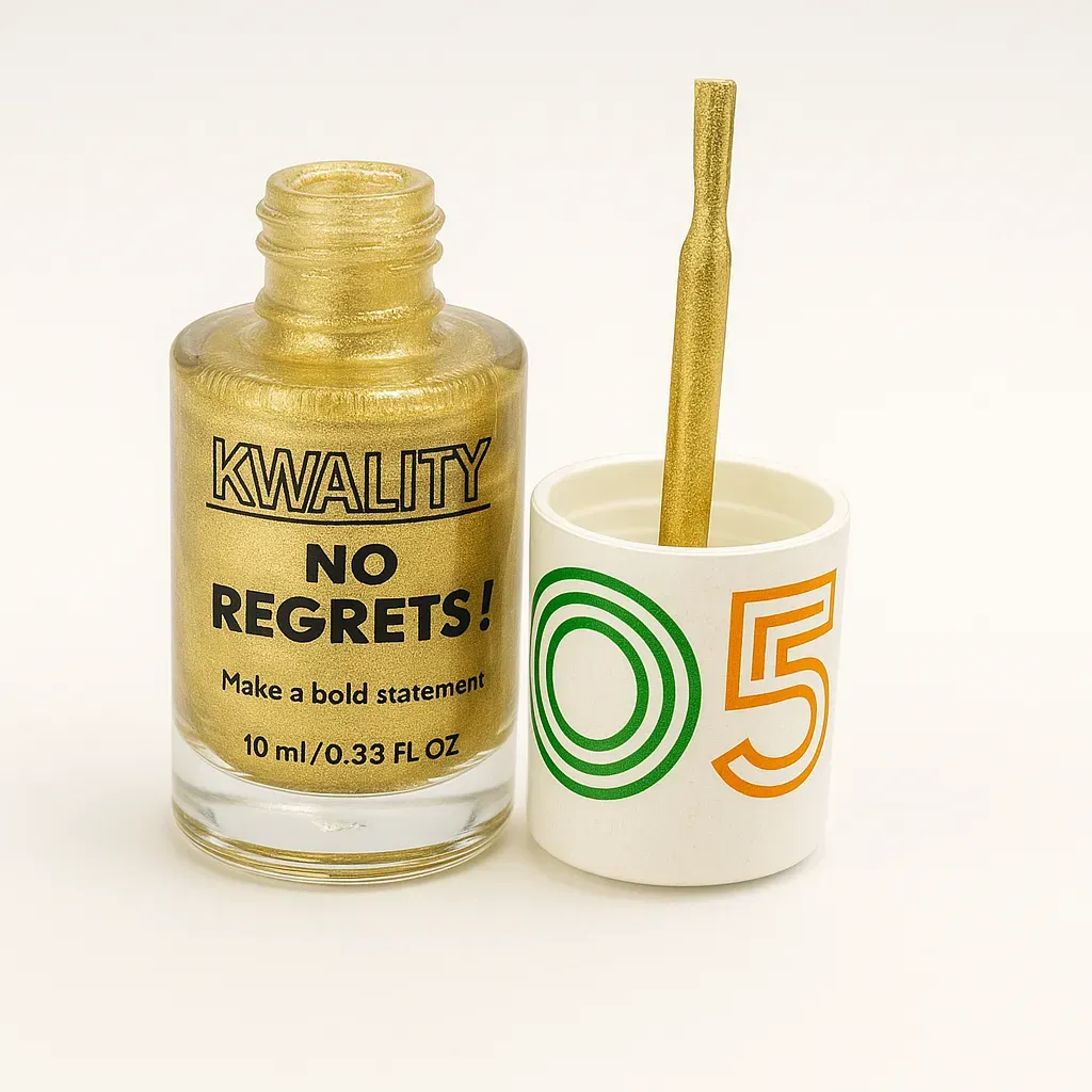  KWALITY No Regrets! Gold Shimmer Nail Polish | Metallic Finish | 10ml