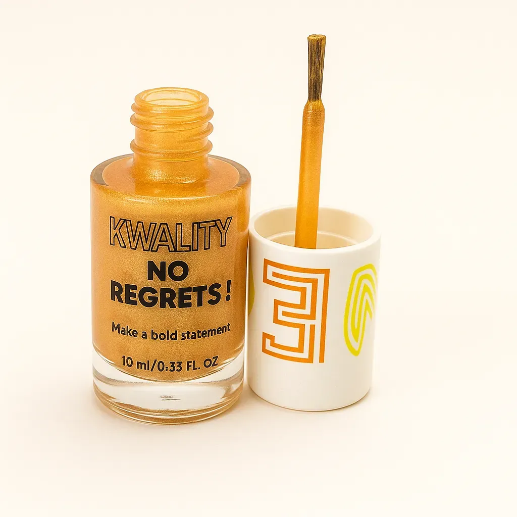KWALITY No Regrets! Orange Gold Shimmer Nail Polish | Sparkling Metallic Finish | 10ml