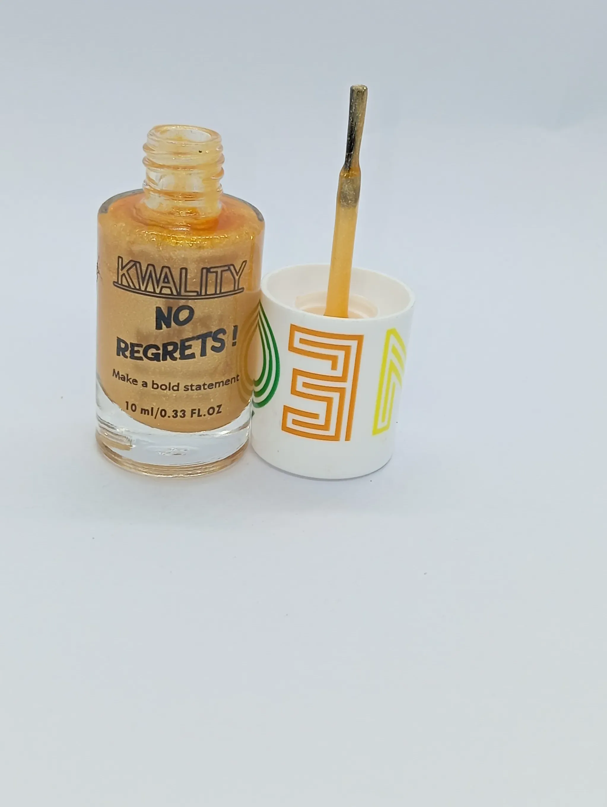 KWALITY No Regrets! Orange Gold Shimmer Nail Polish | Sparkling Metallic Finish | 10ml