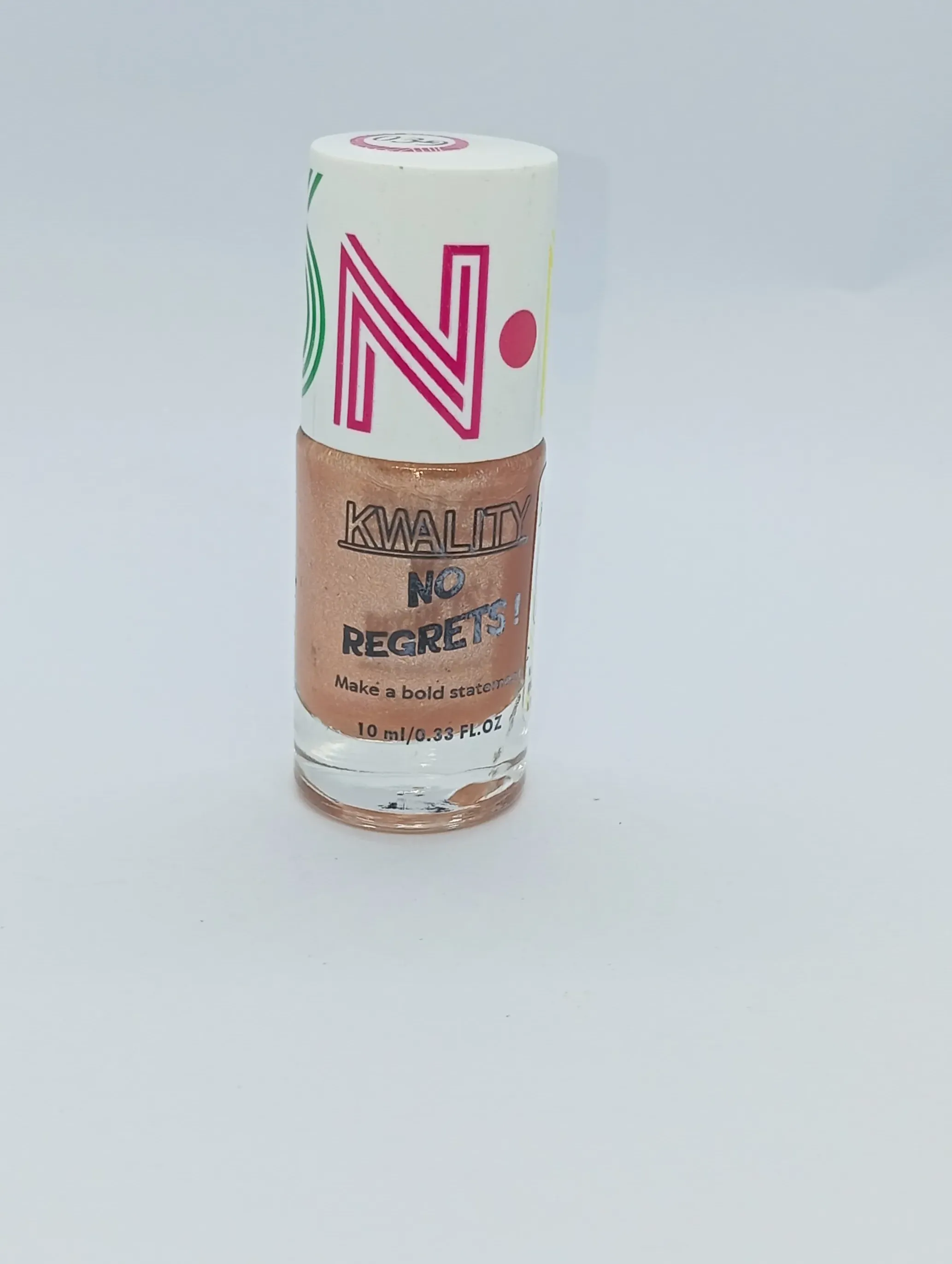 KWALITY No Regrets! Peach Shimmer Nail Polish | Glossy Metallic Finish | 10ml