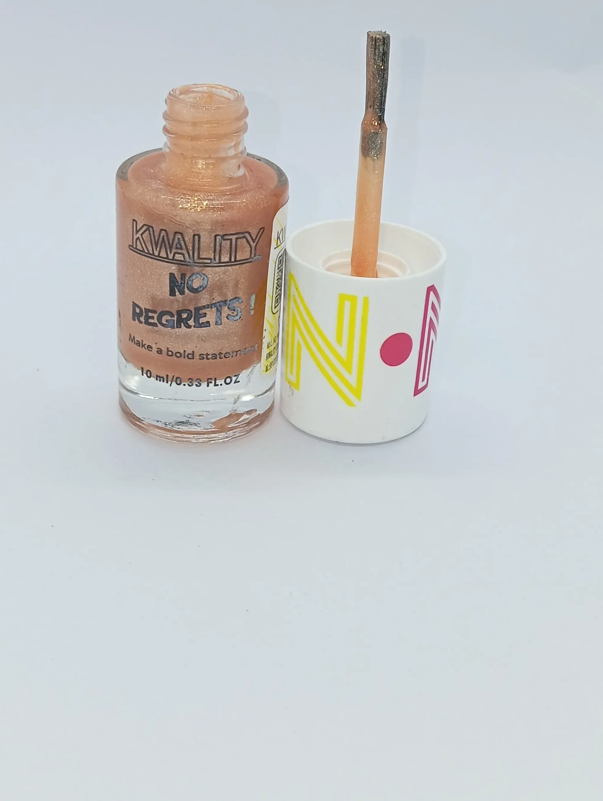 KWALITY No Regrets! Peach Shimmer Nail Polish | Glossy Metallic Finish | 10ml