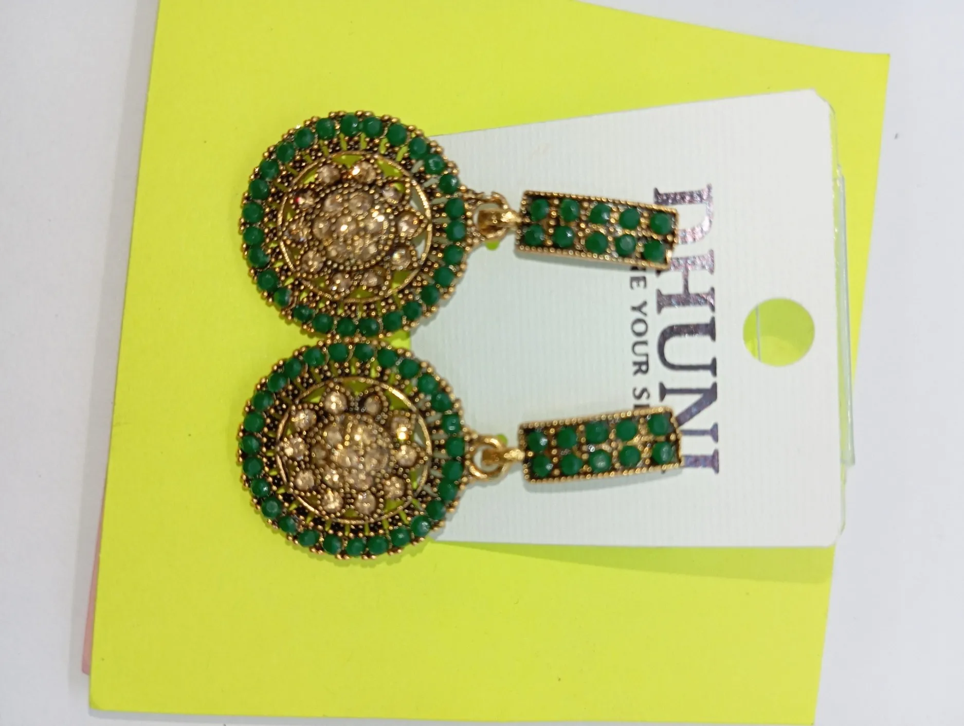 Dhuni Green Stone Earrings