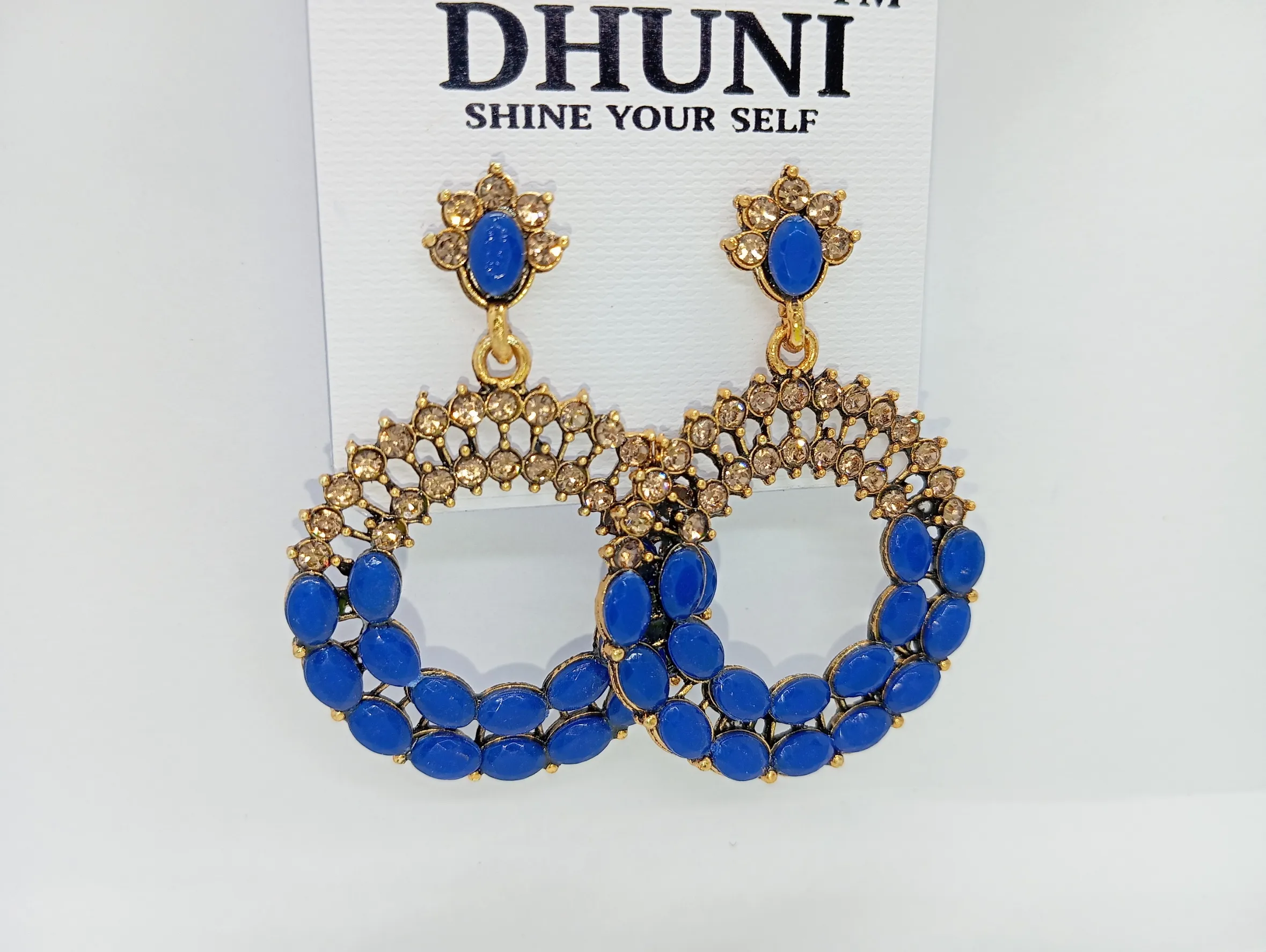 Blue Stone Studded Earrings