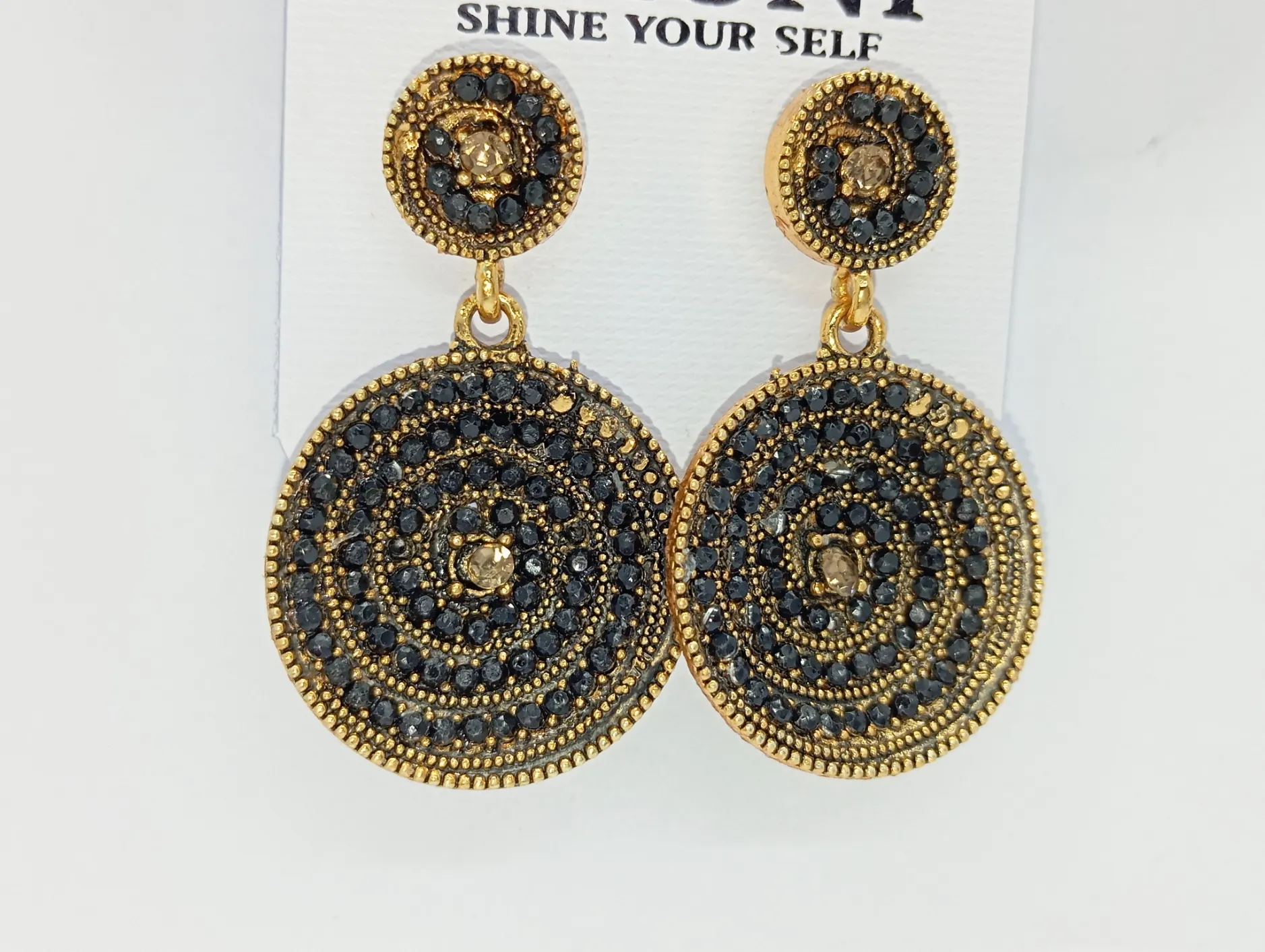Round Beaded Drop Earrings