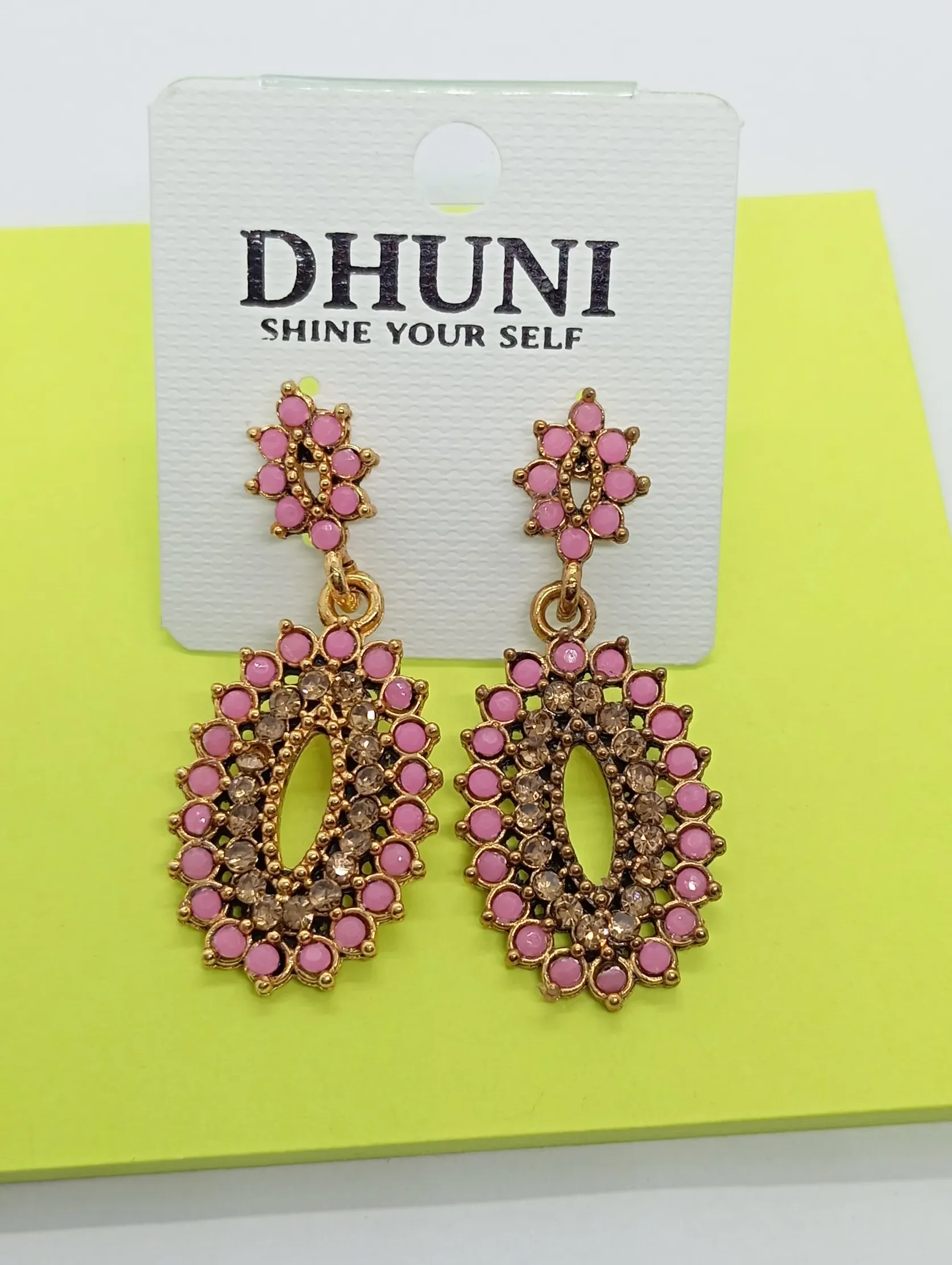 Pink Stone Studded Earrings