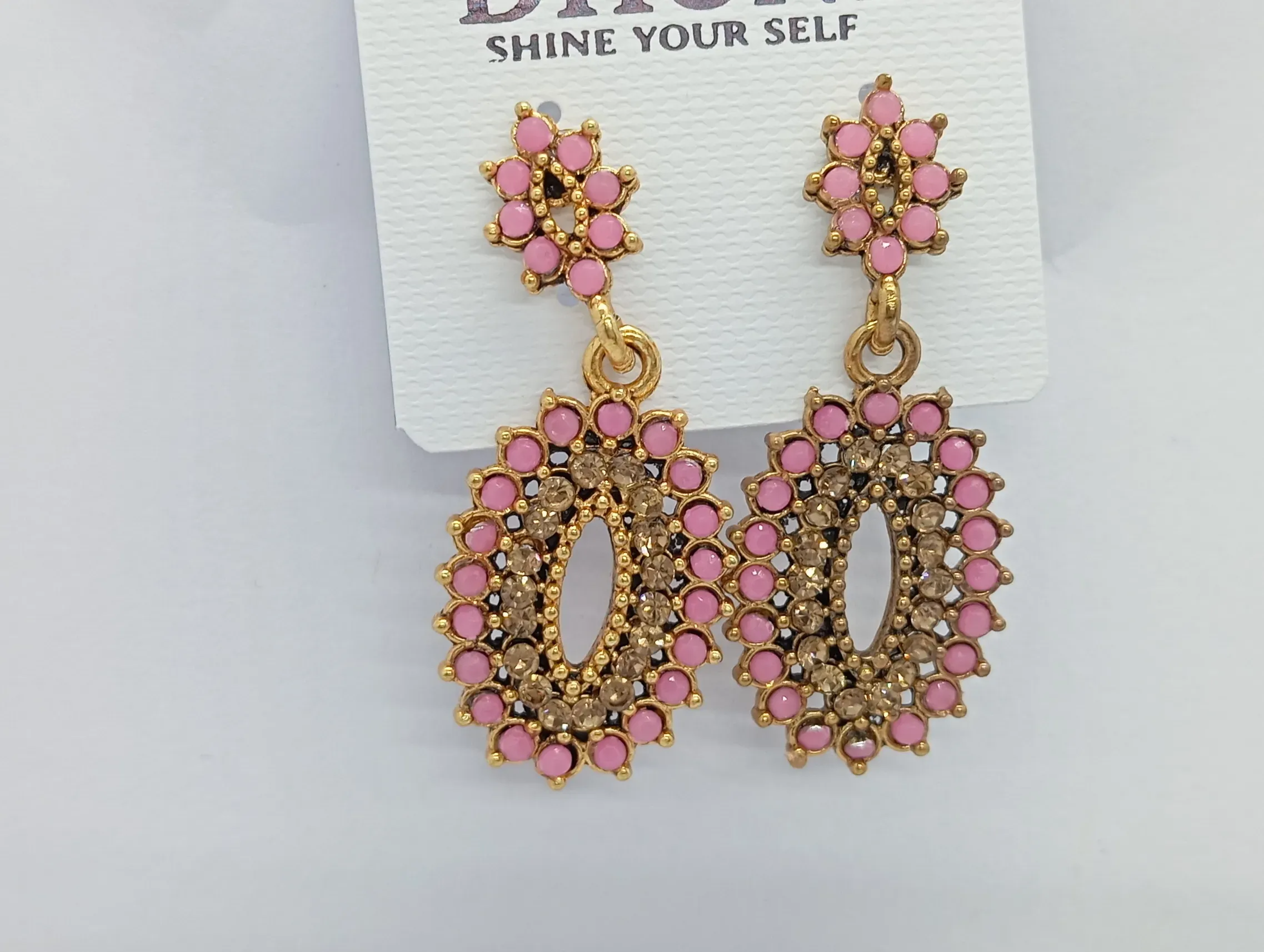 Pink Stone Studded Earrings