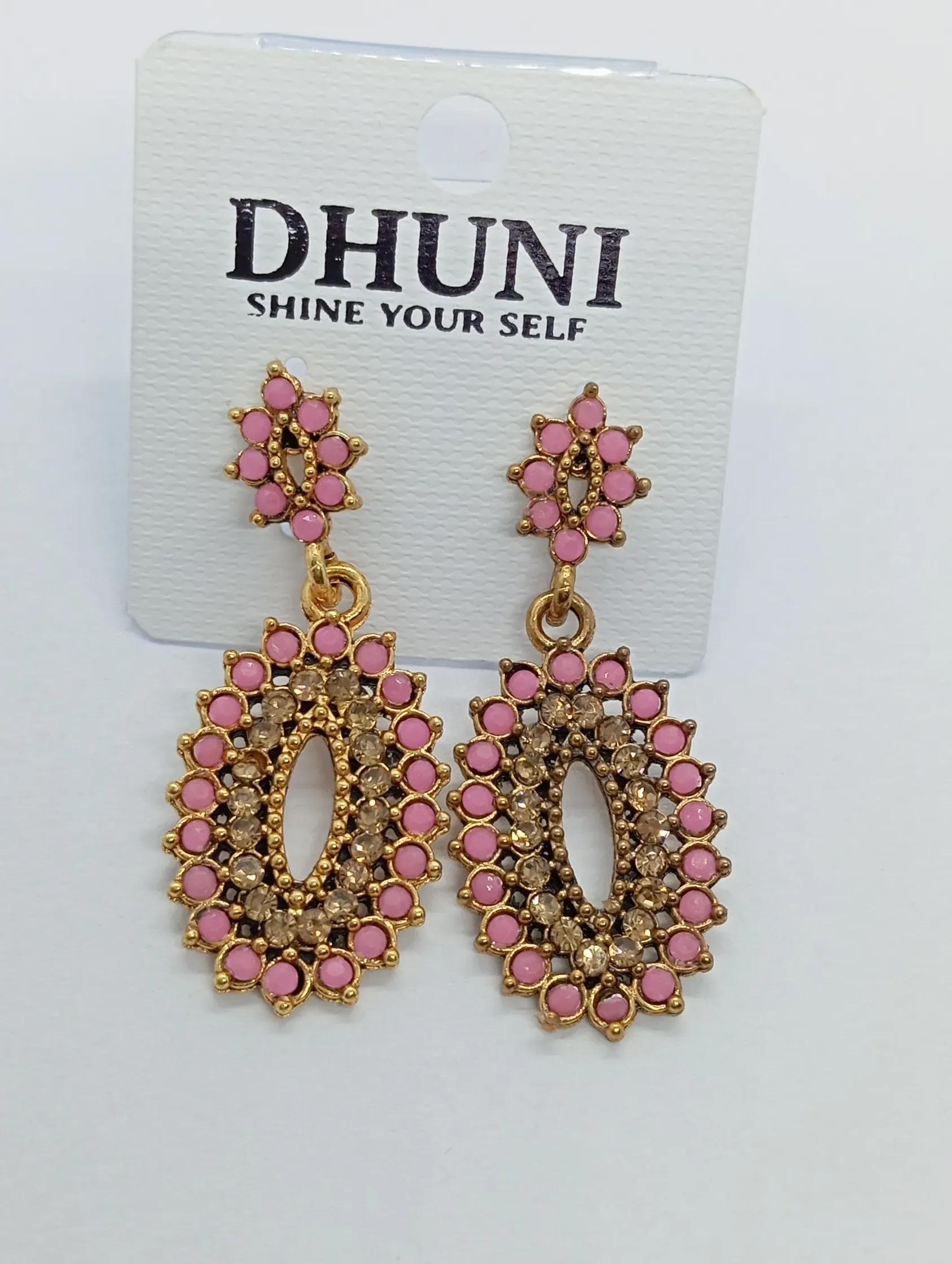 Pink Stone Studded Earrings