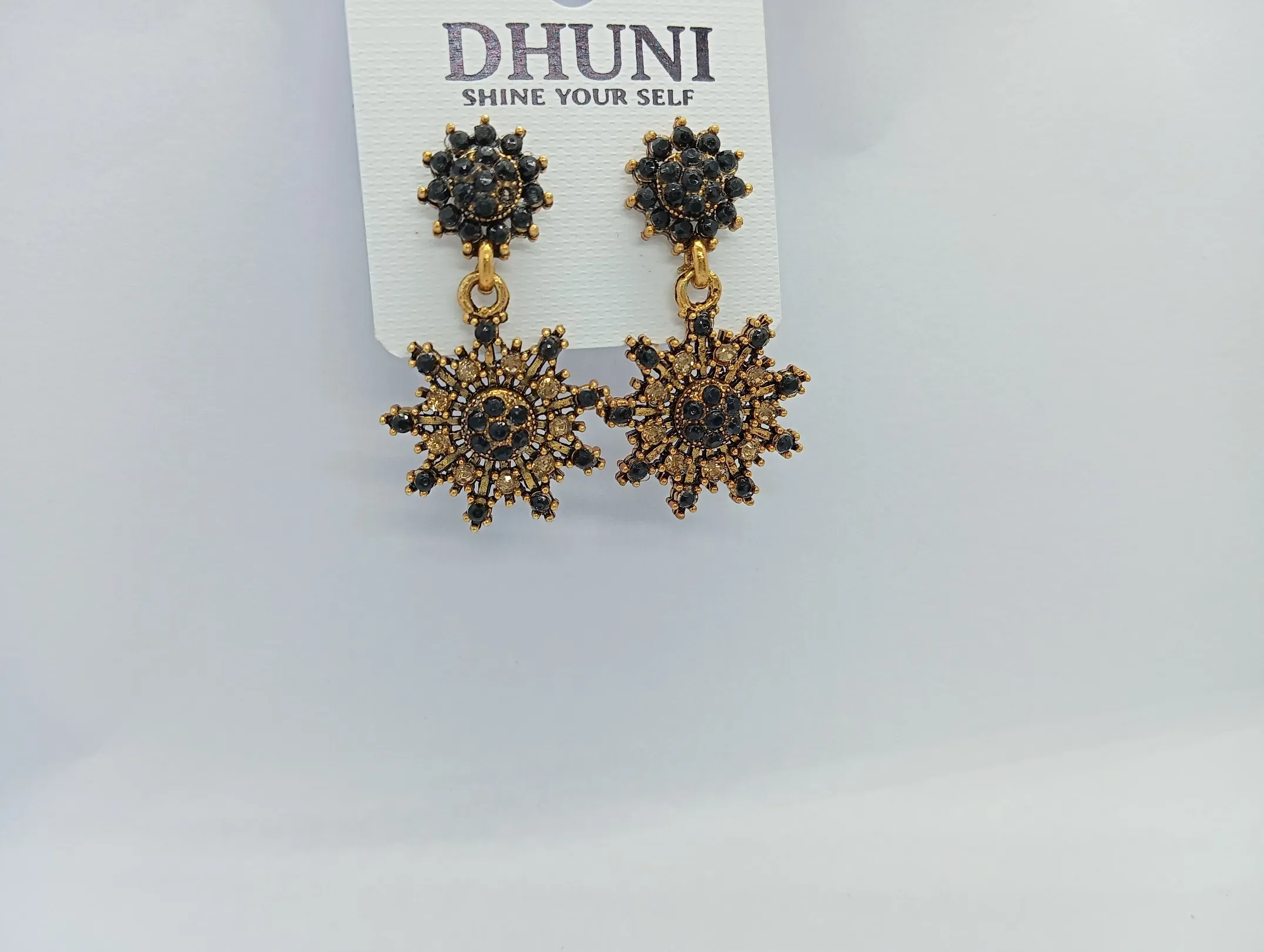 Dhuni Black Stone Studded Earrings