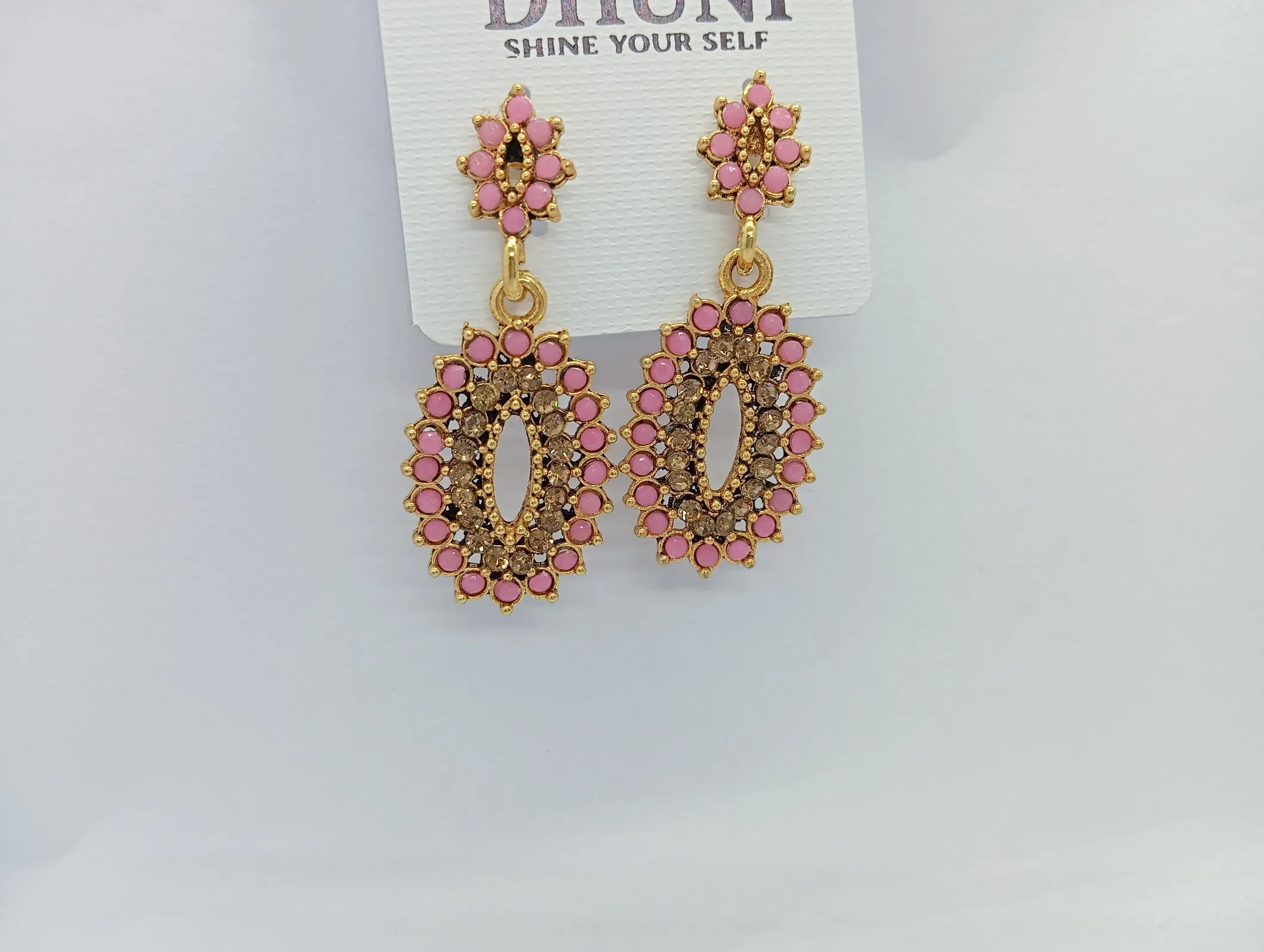 Dhuni Pink Stone Studded Earrings