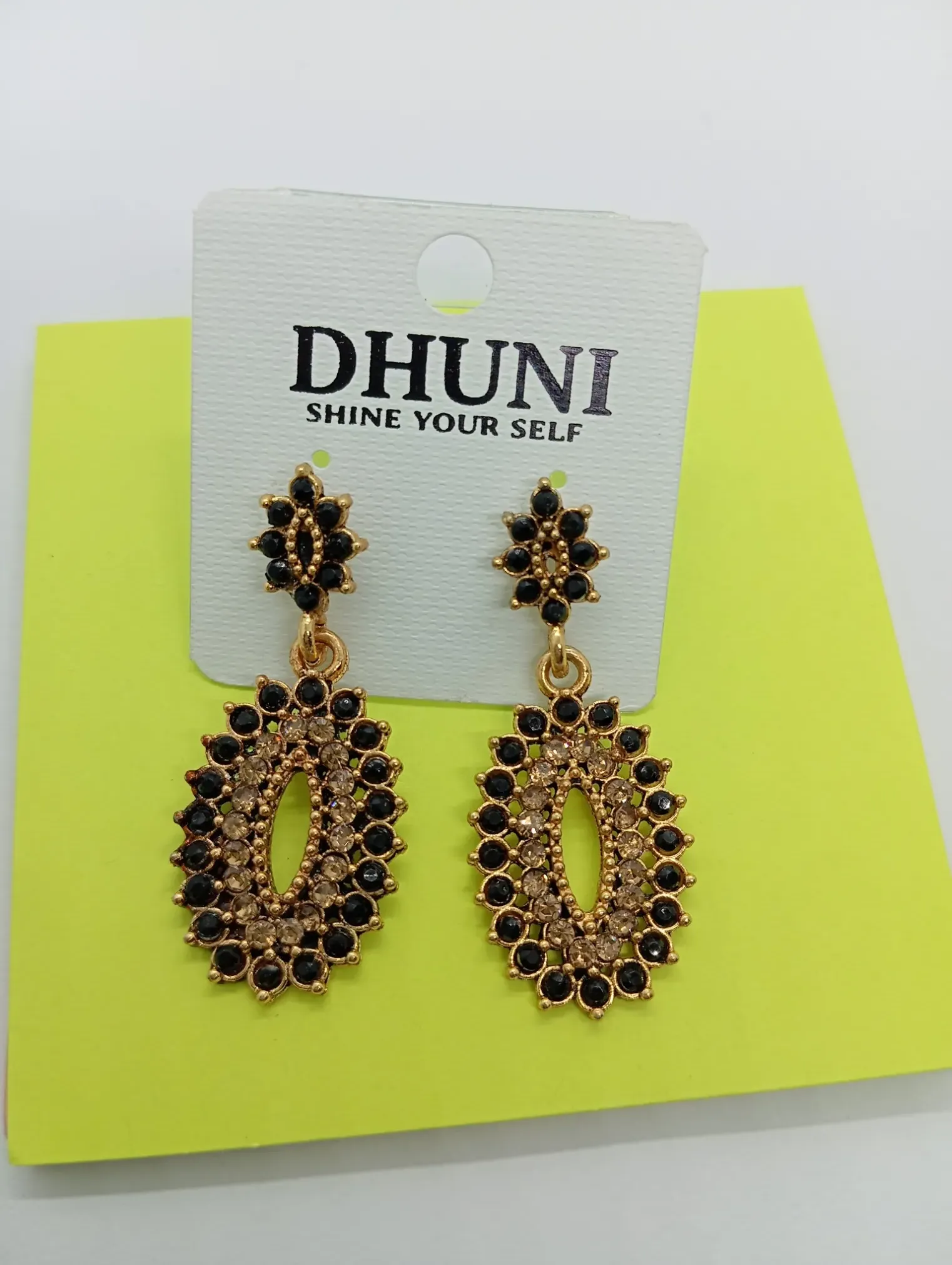 Dhuni Black and Gold Earrings