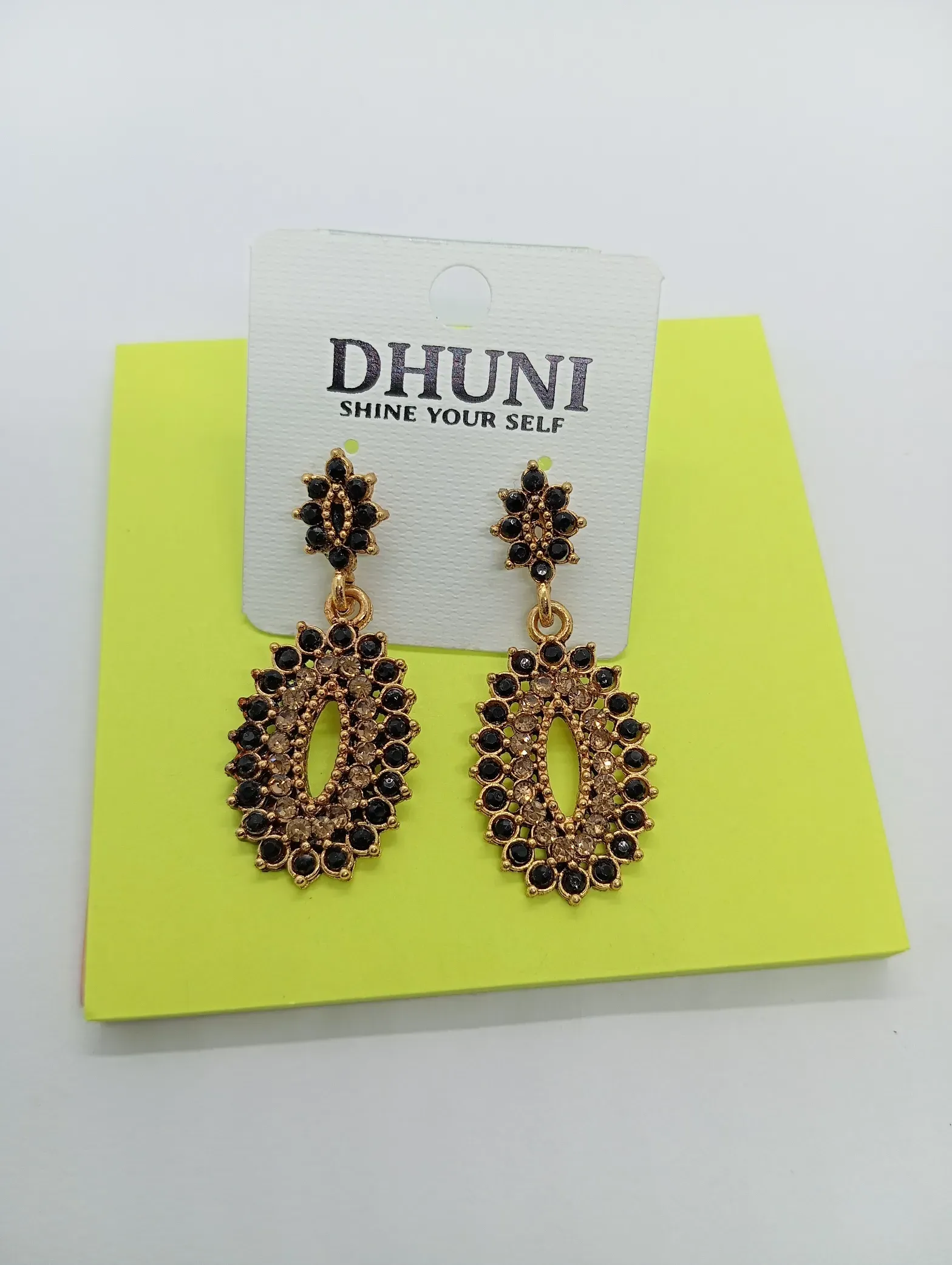 Dhuni Black and Gold Earrings
