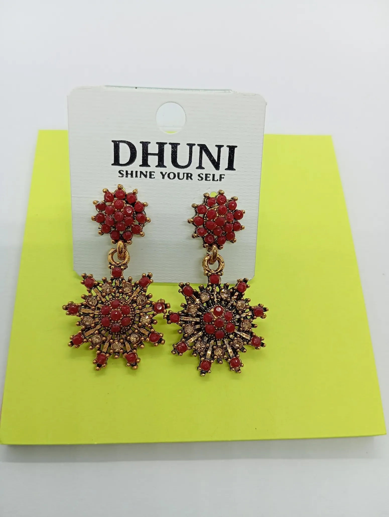 Dhuni Red Stone Earrings