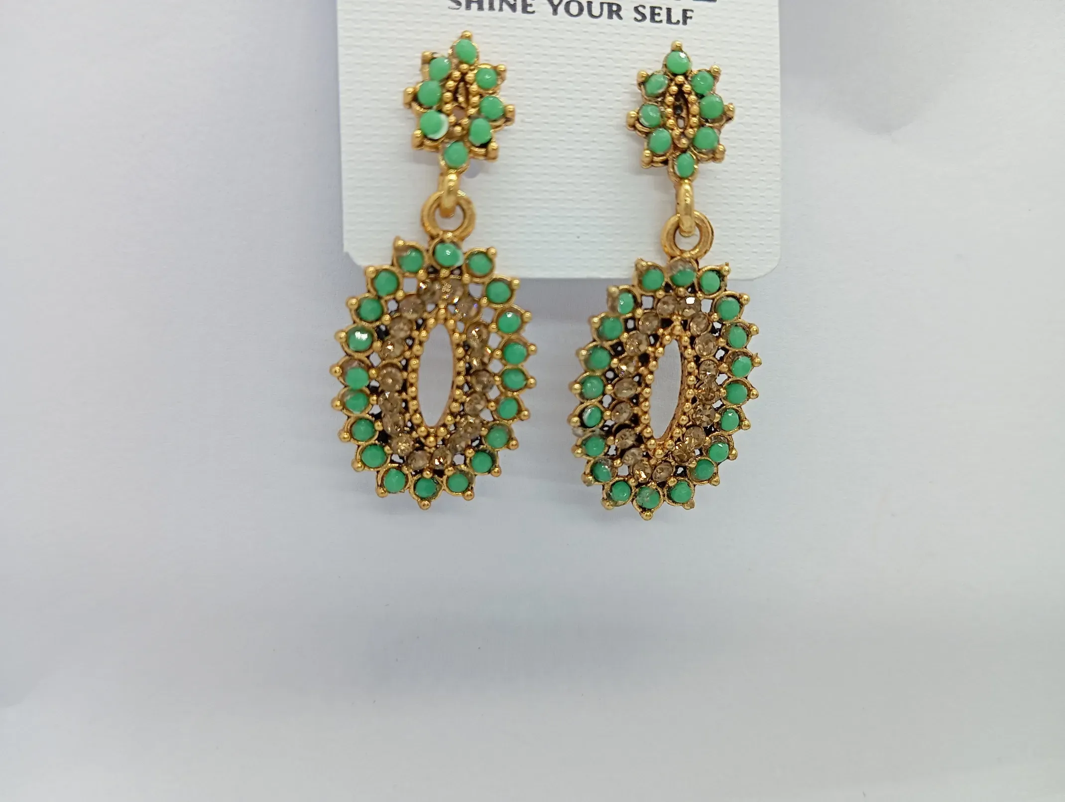Dhuni Green Stone Studded Earrings