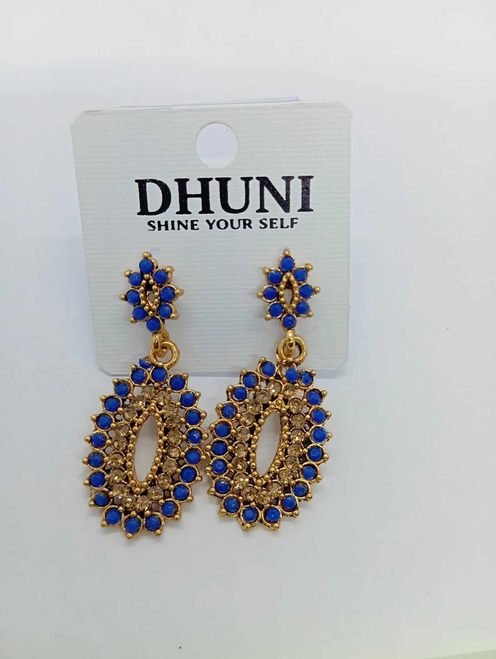 Blue Stone Studded Earrings