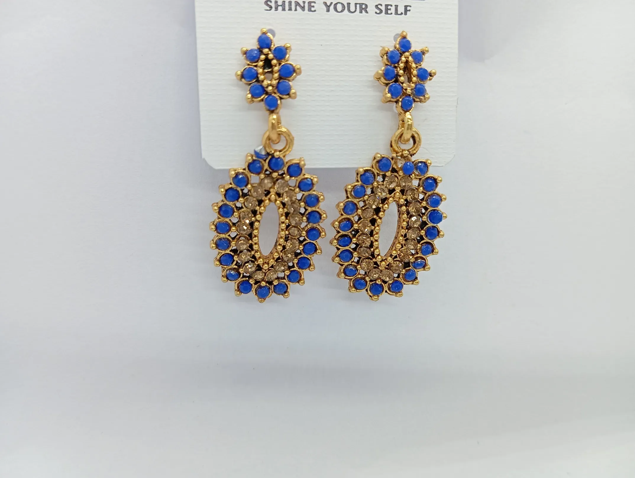 Blue Stone Studded Earrings
