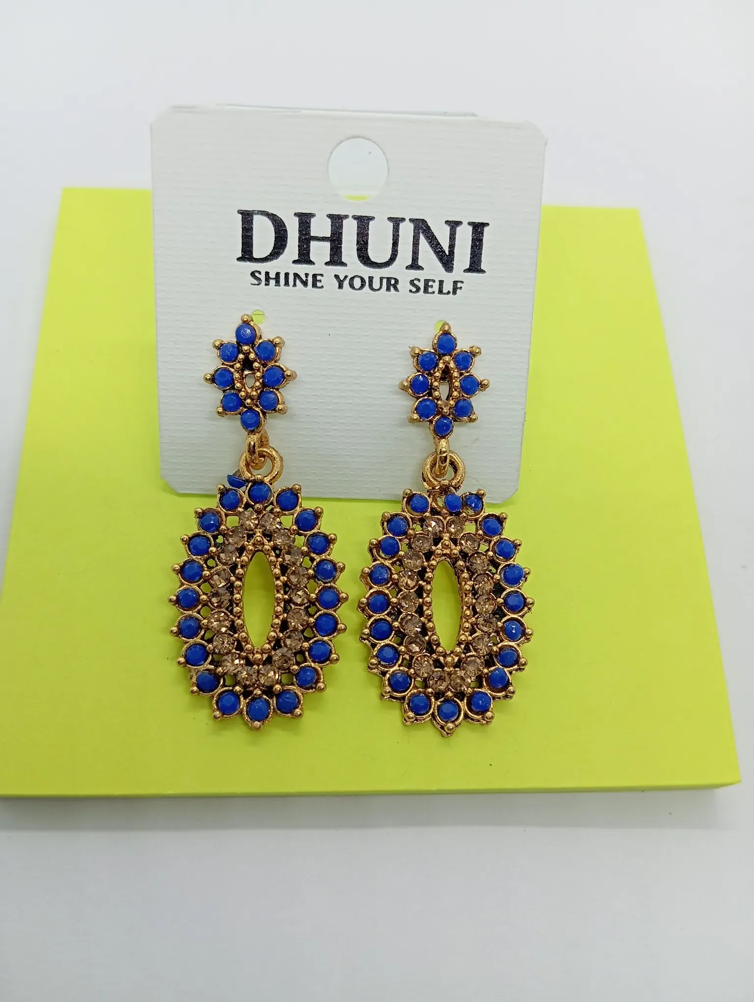 Blue Stone Studded Earrings