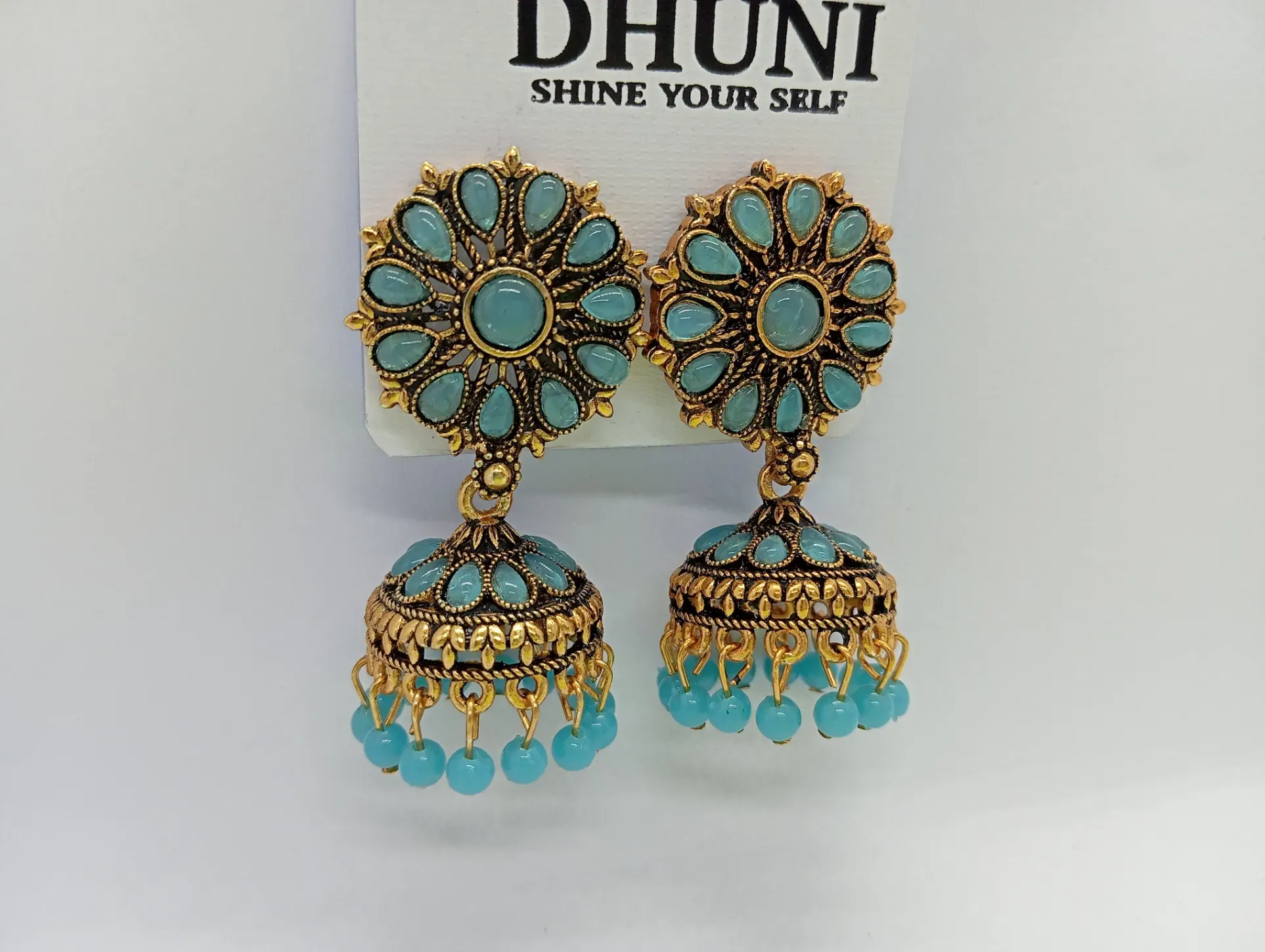 Turquoise Jhumka Earrings