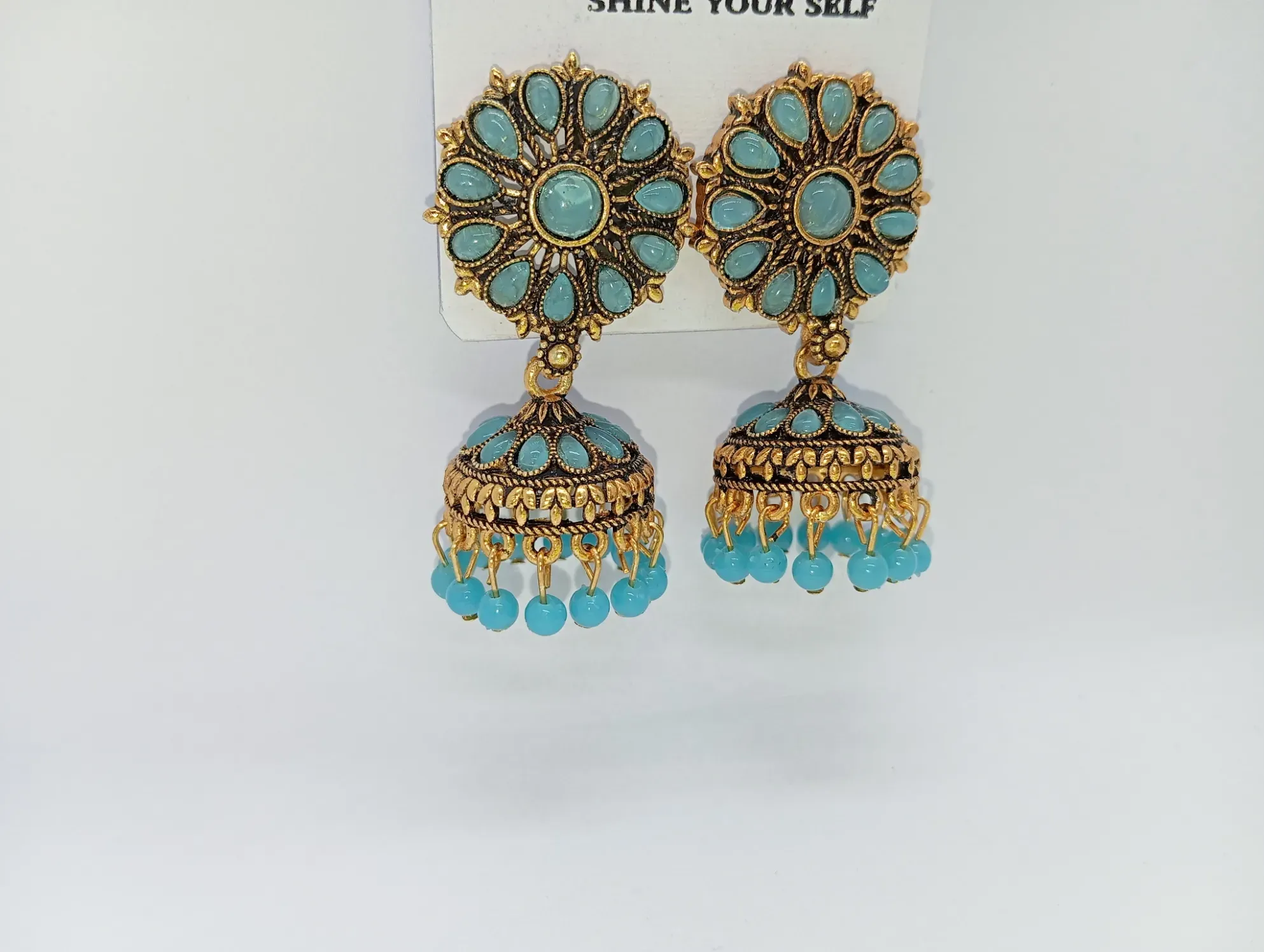 Turquoise Jhumka Earrings