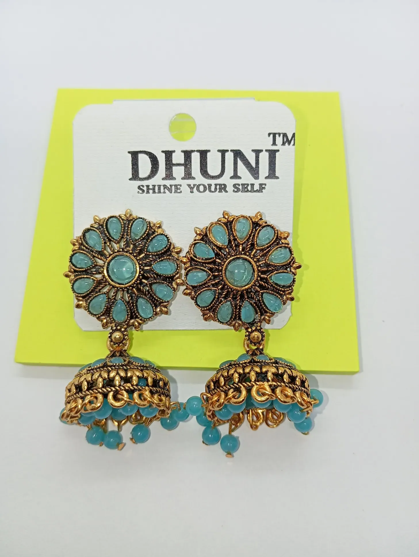 Turquoise Jhumka Earrings