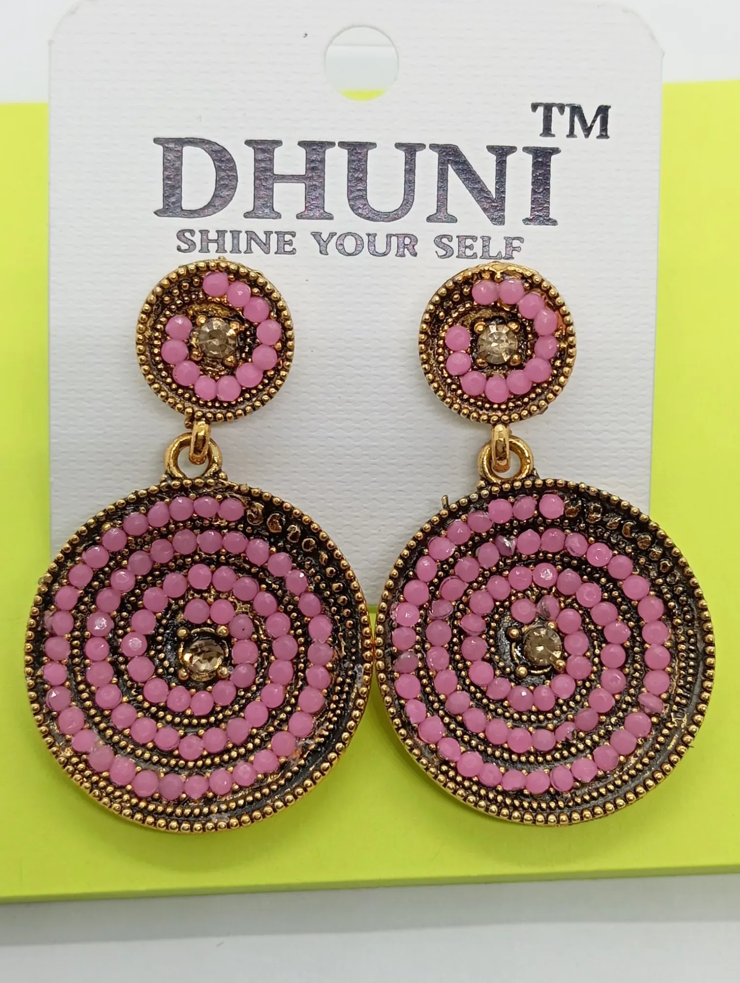 Dhuni Pink Beaded Earrings