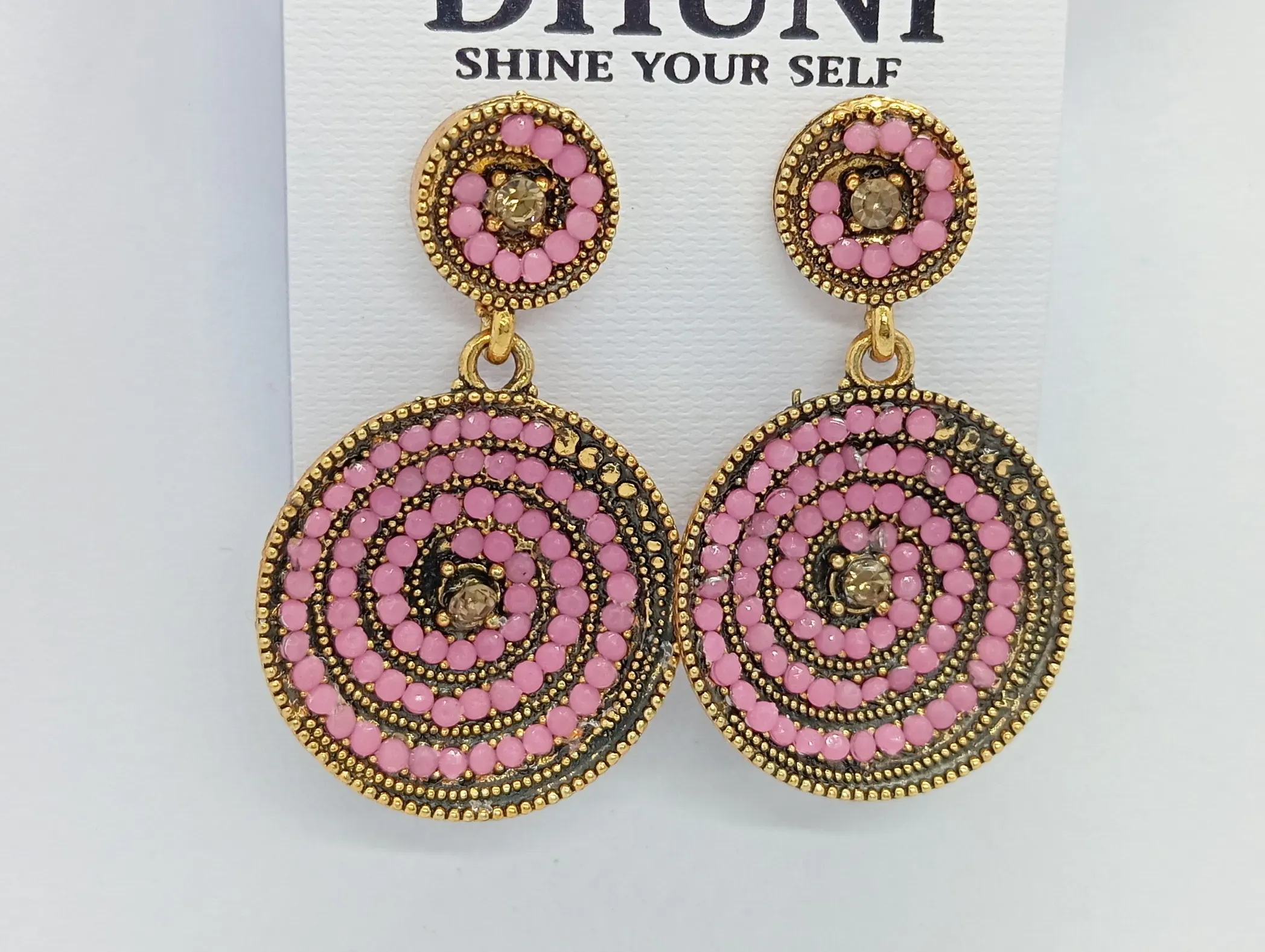 Dhuni Pink Beaded Earrings