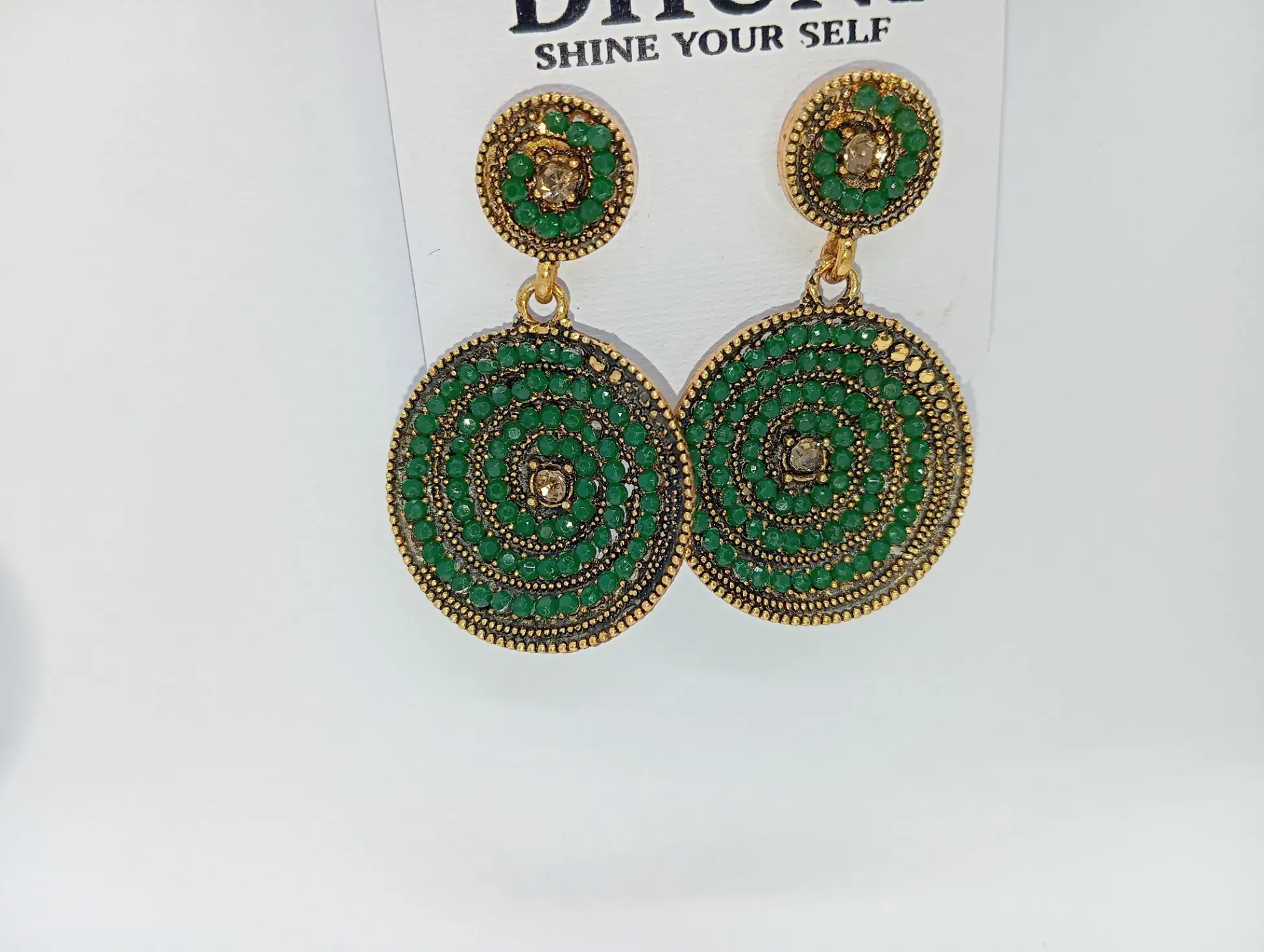 Dhuni Green Stone Studded Earrings