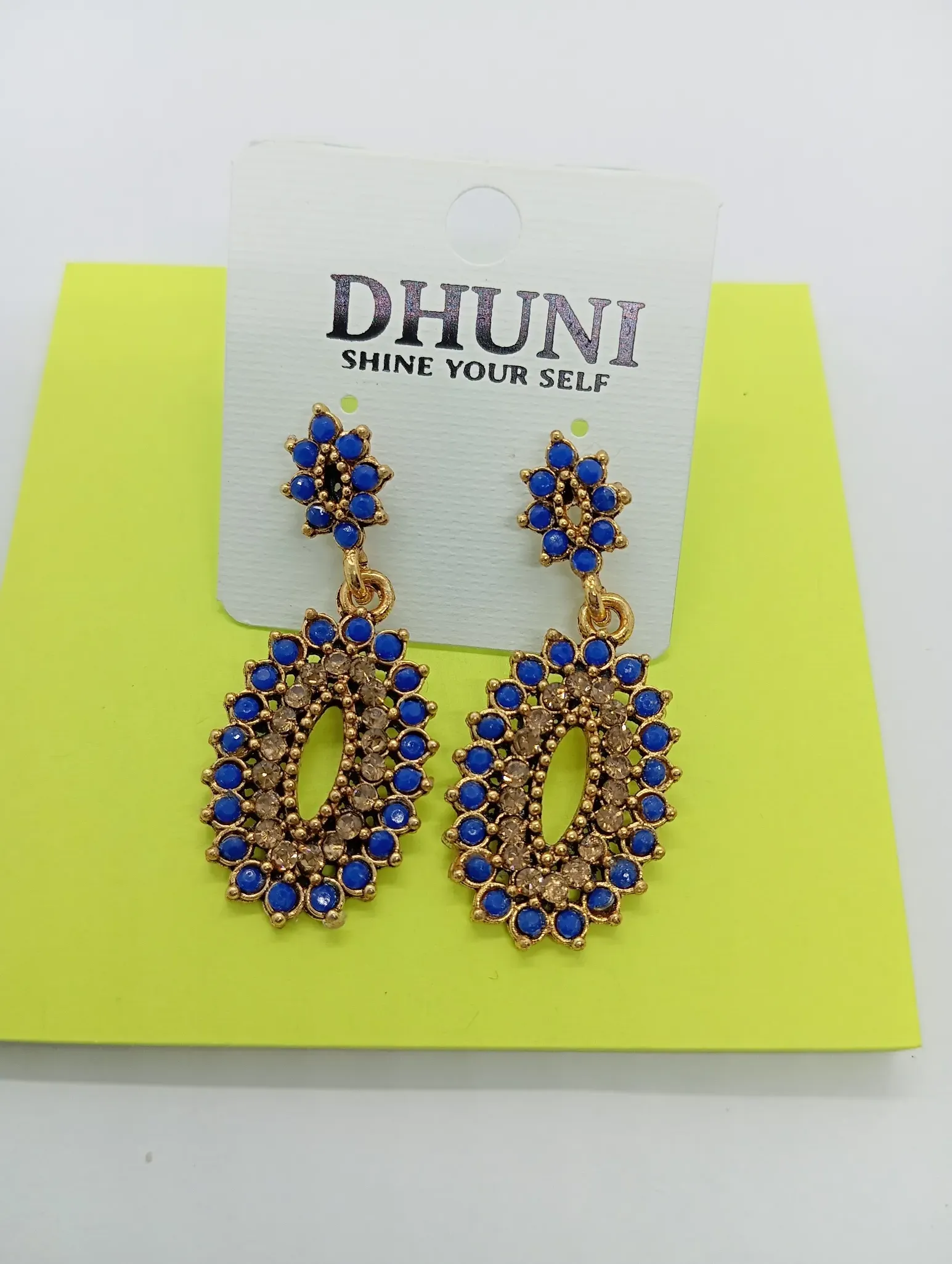 Dhuni Blue Stone Studded Earrings