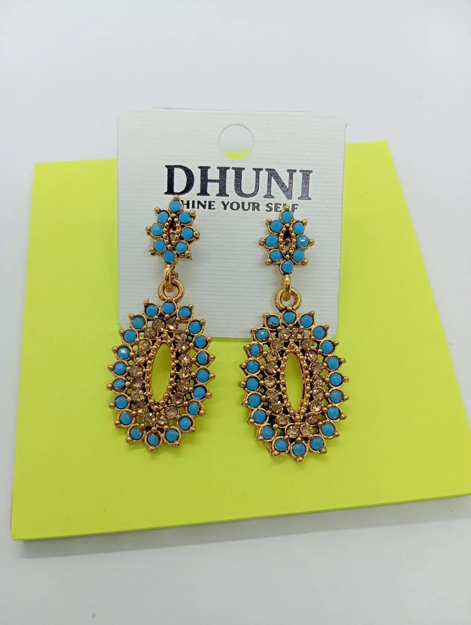Dhuni Blue Stone Studded Earrings
