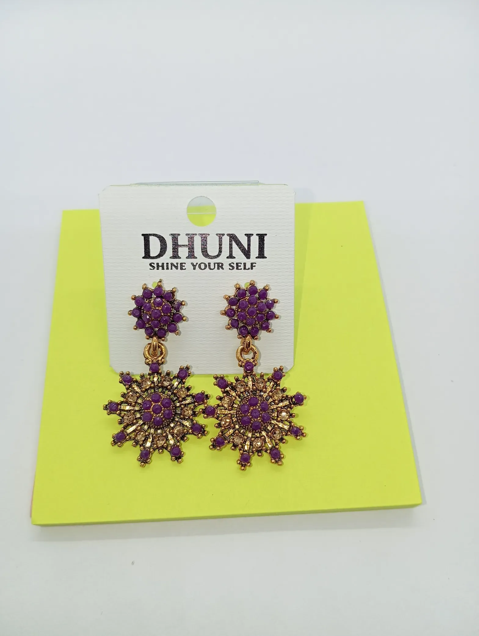 Dhuni Purple Stone Studded Earrings