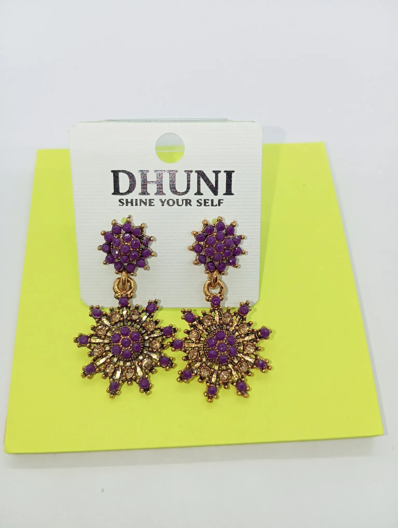 Dhuni Purple Stone Studded Earrings