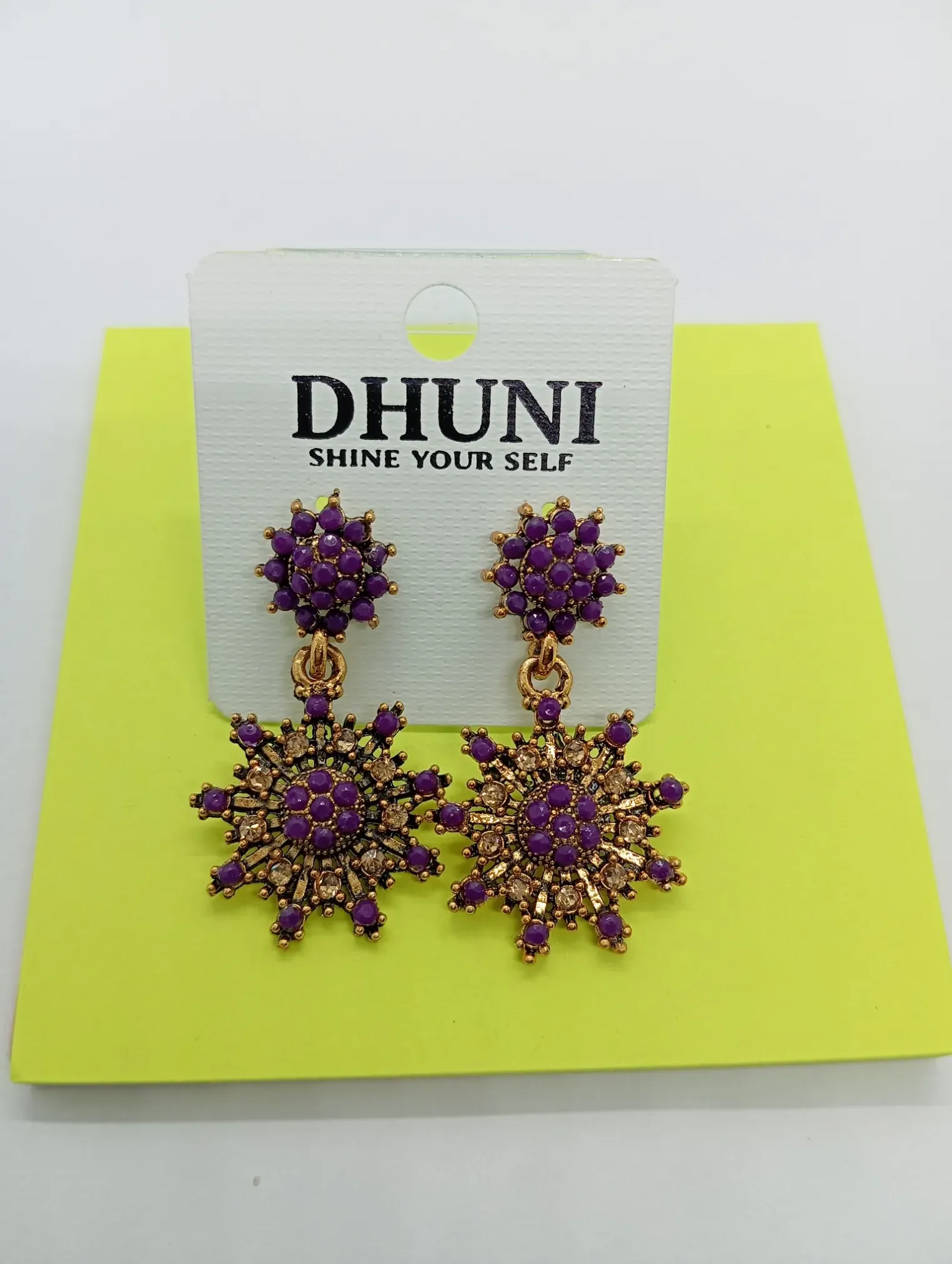 Dhuni Purple Stone Studded Earrings