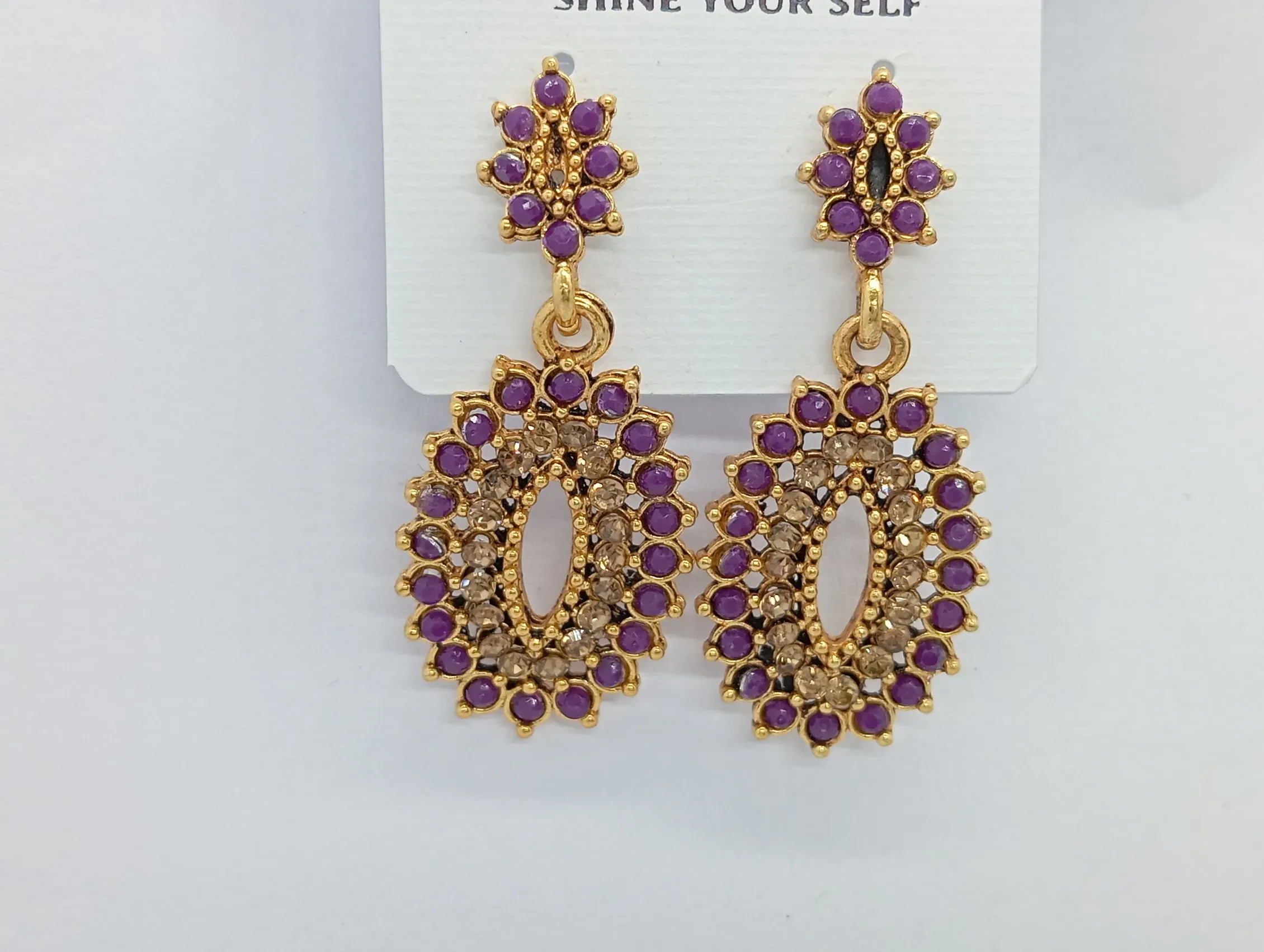 Dhuni Gold-Plated Purple Stone Earrings