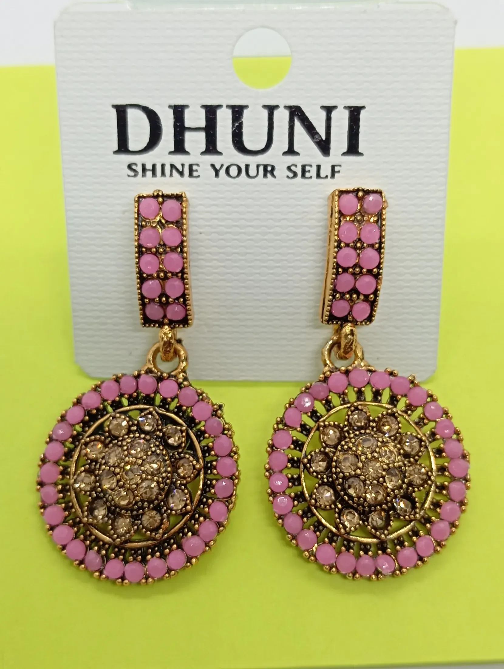 Pink Stone Studded Earrings
