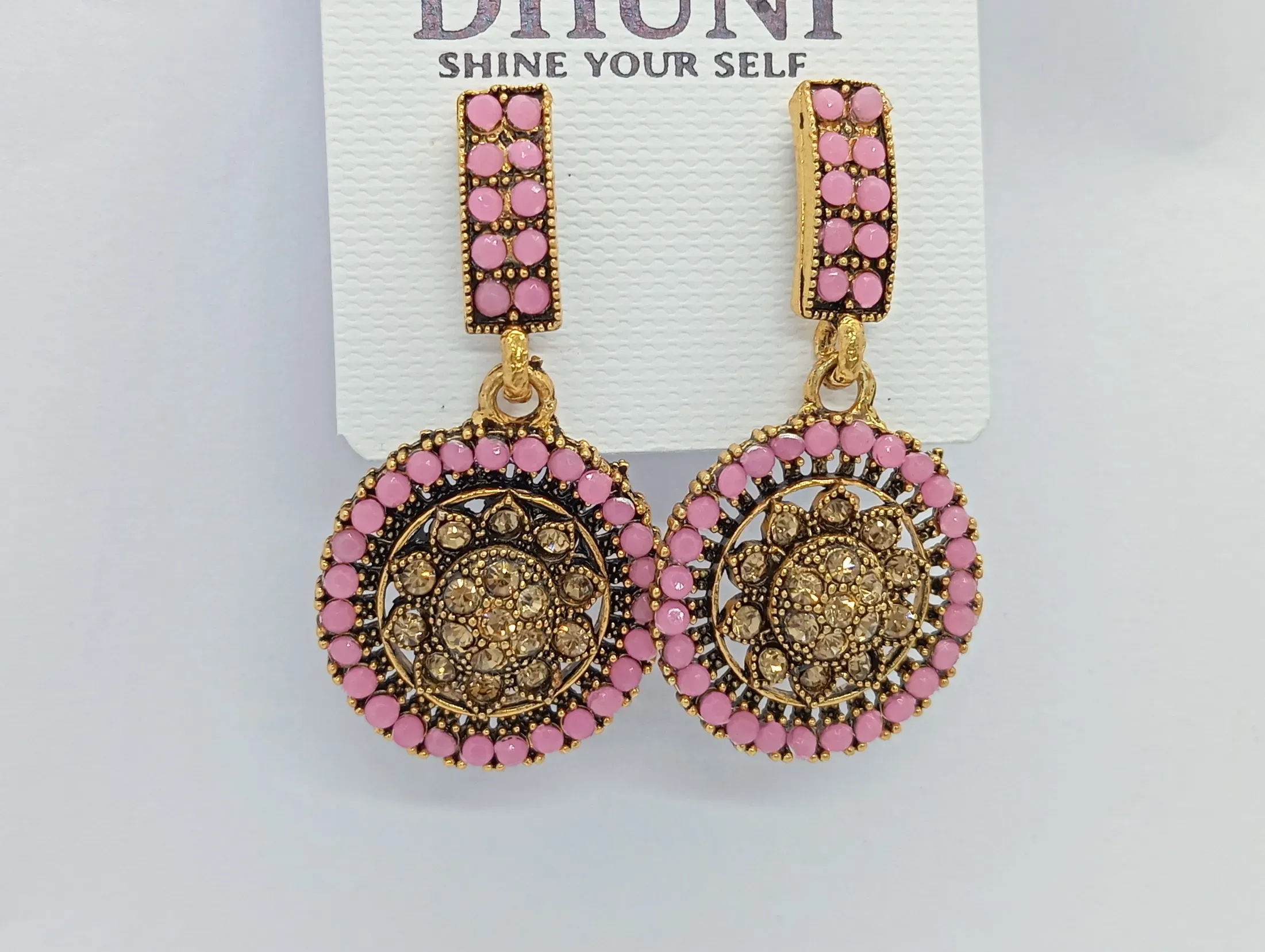 Pink Stone Studded Earrings