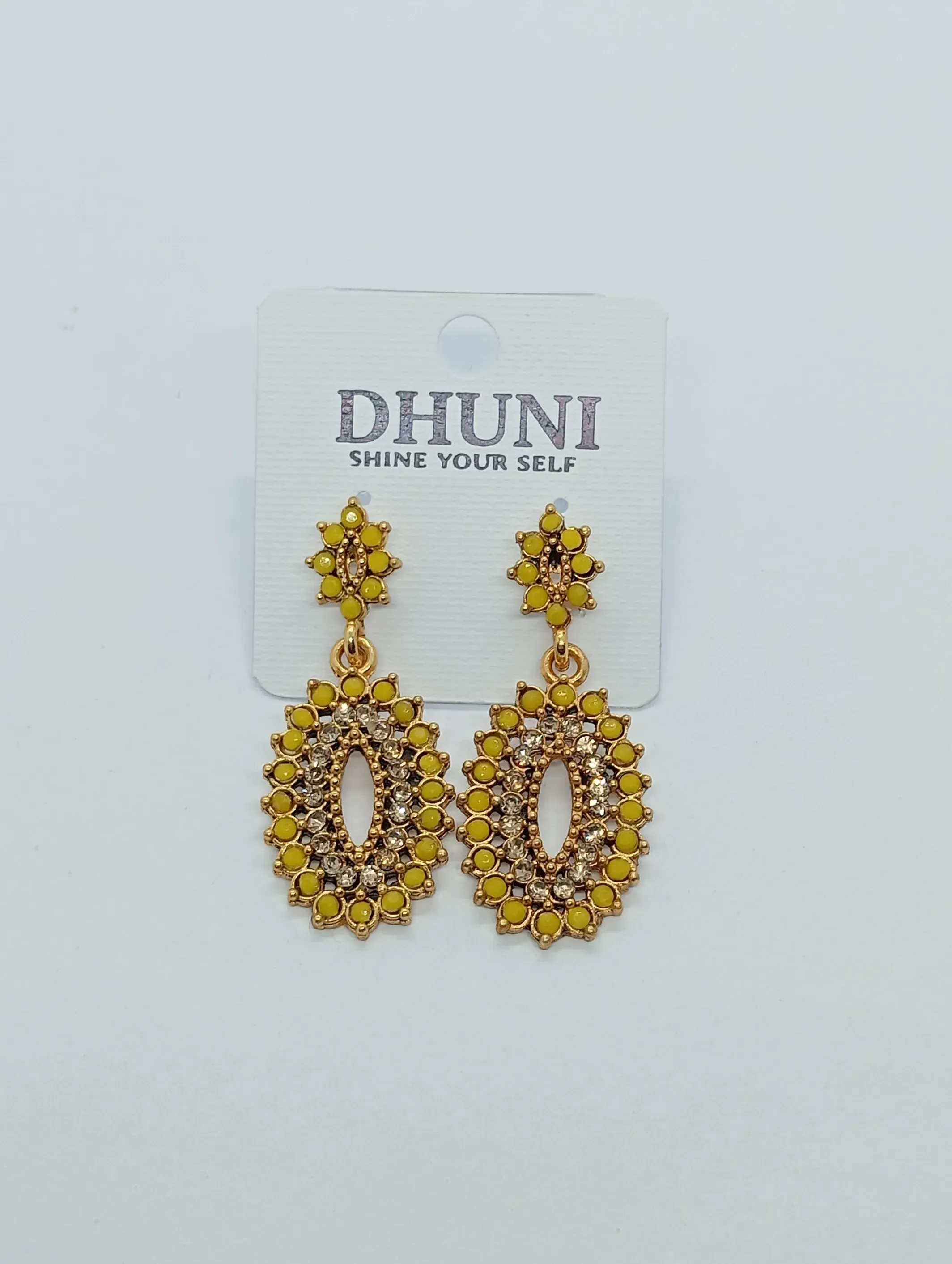Dhuni Yellow Stone Earrings