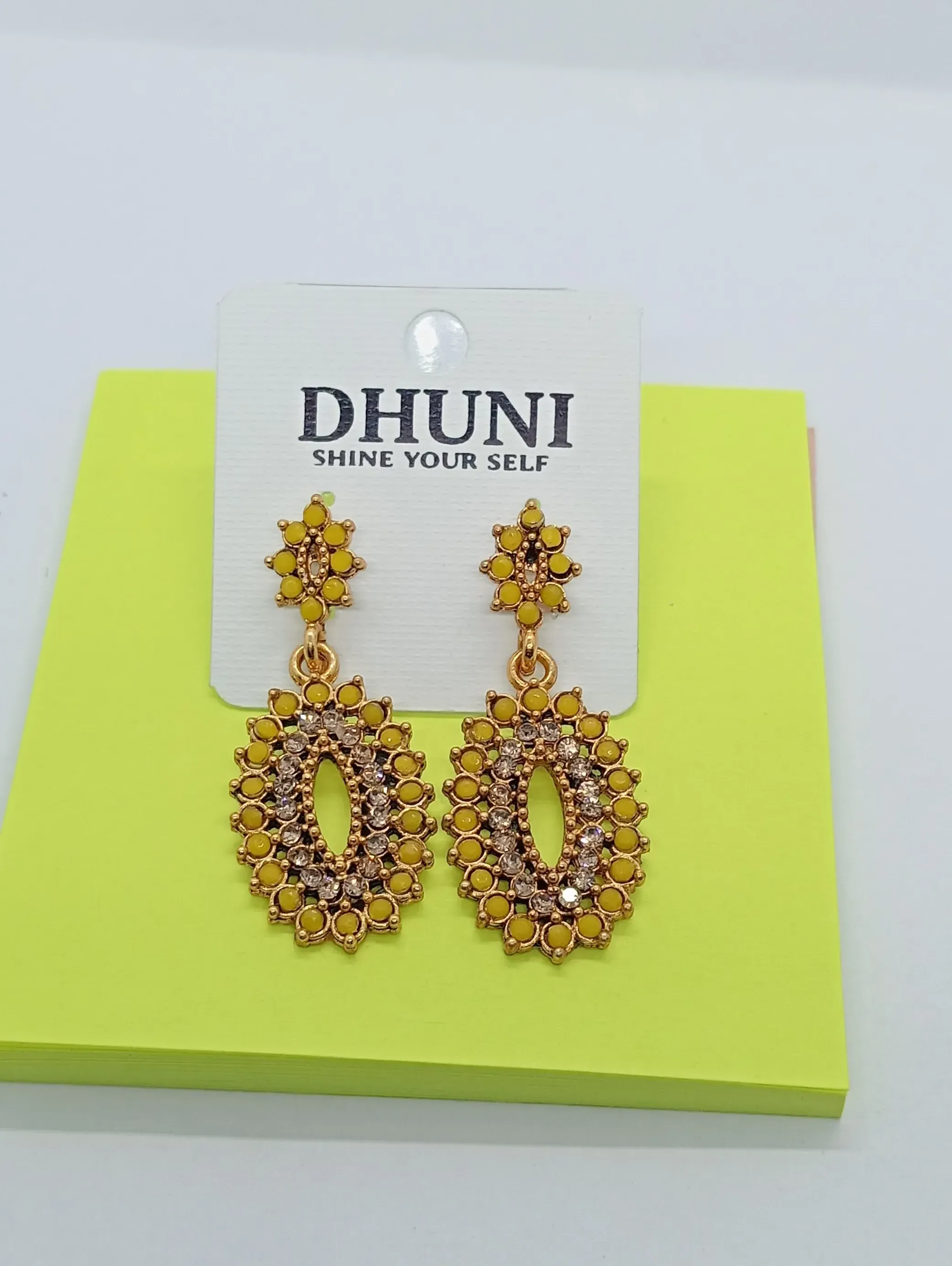 Dhuni Yellow Stone Earrings