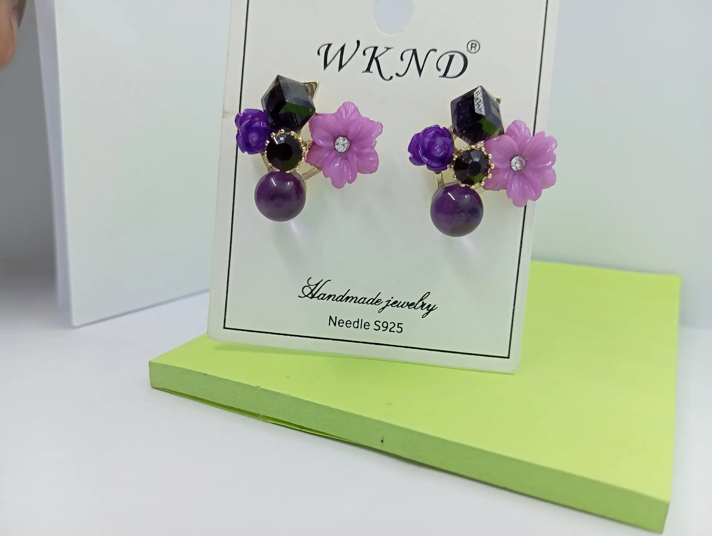 Stylish Purple Floral Cluster Stud Earrings – Handmade S925 Jewelry