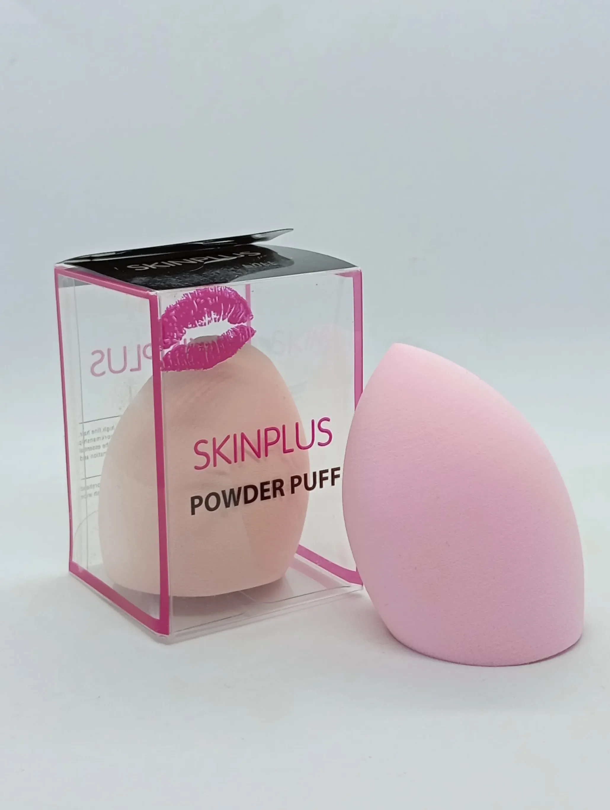 SkinPlus Powder Puff Beauty Blender – Set of 1 (Pink & Beige) for Flawless Makeup Application